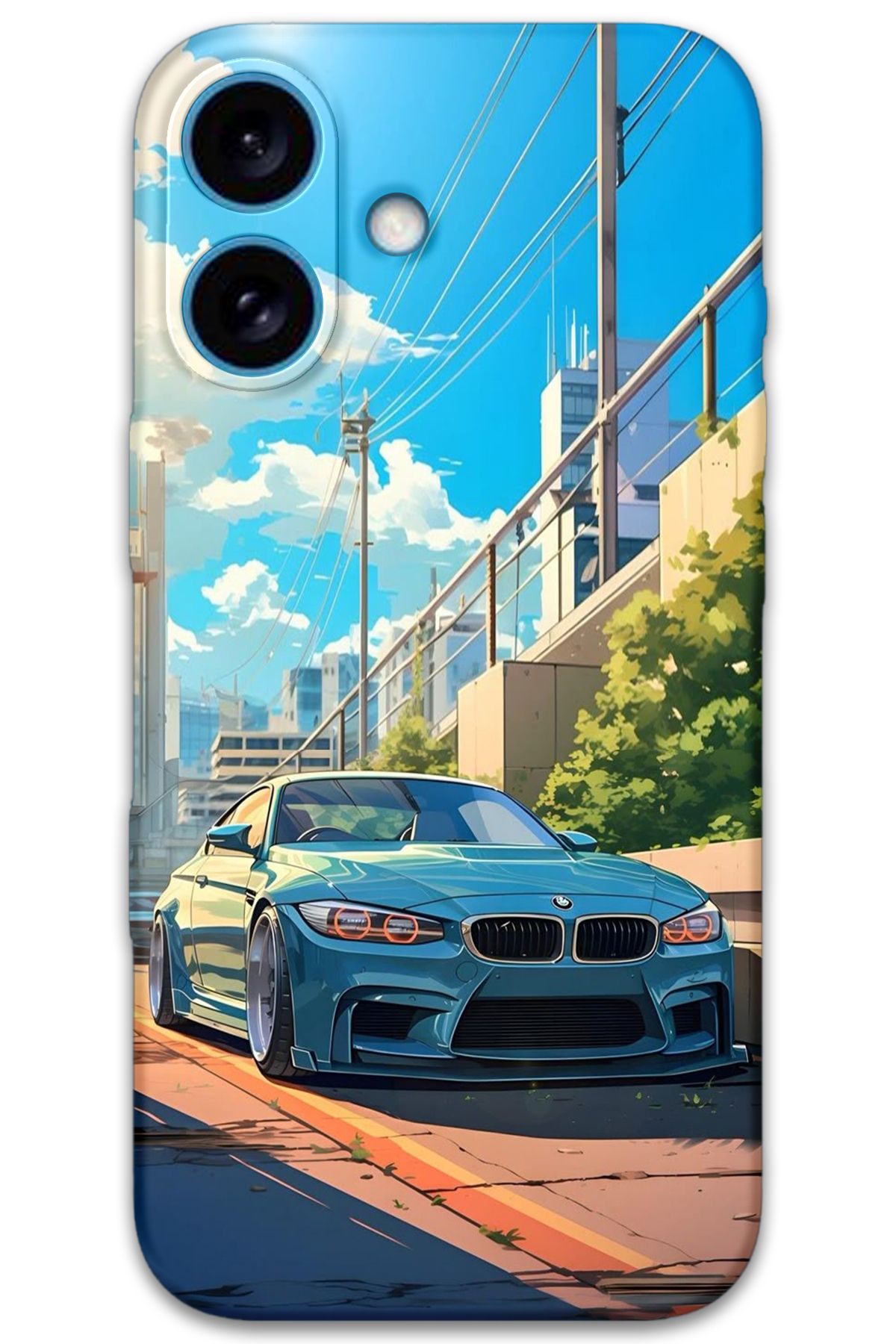 Gramaphone iPhone 16 Uyumlu Araba Desenli Telefon Kılıfı + Ekran Koruyucu - 5760