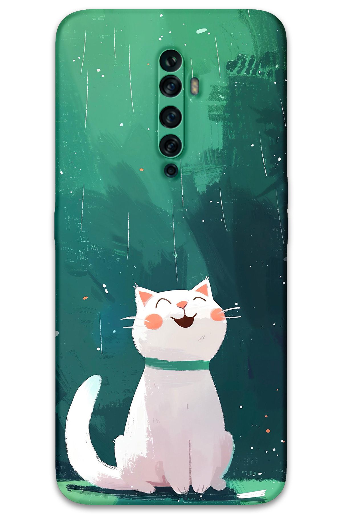 Gramaphone Oppo Reno 2z Uyumlu Kedi Desenli Telefon Kılıfı + Ekran Koruyucu - 5781