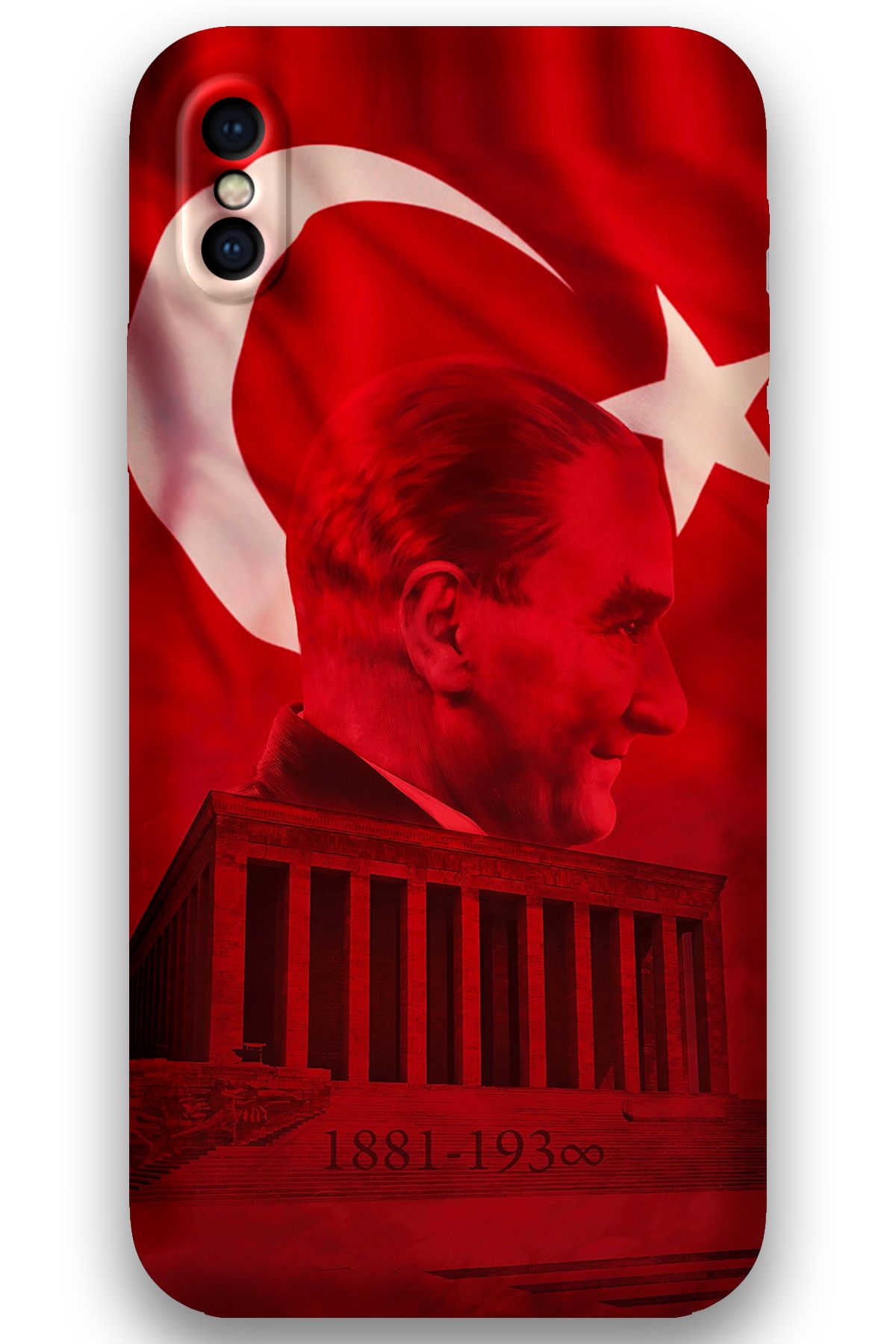 Gramaphone iPhone Xs Max Uyumlu Atatürk Desenli Telefon Kılıfı + Ekran Koruyucu - 5848