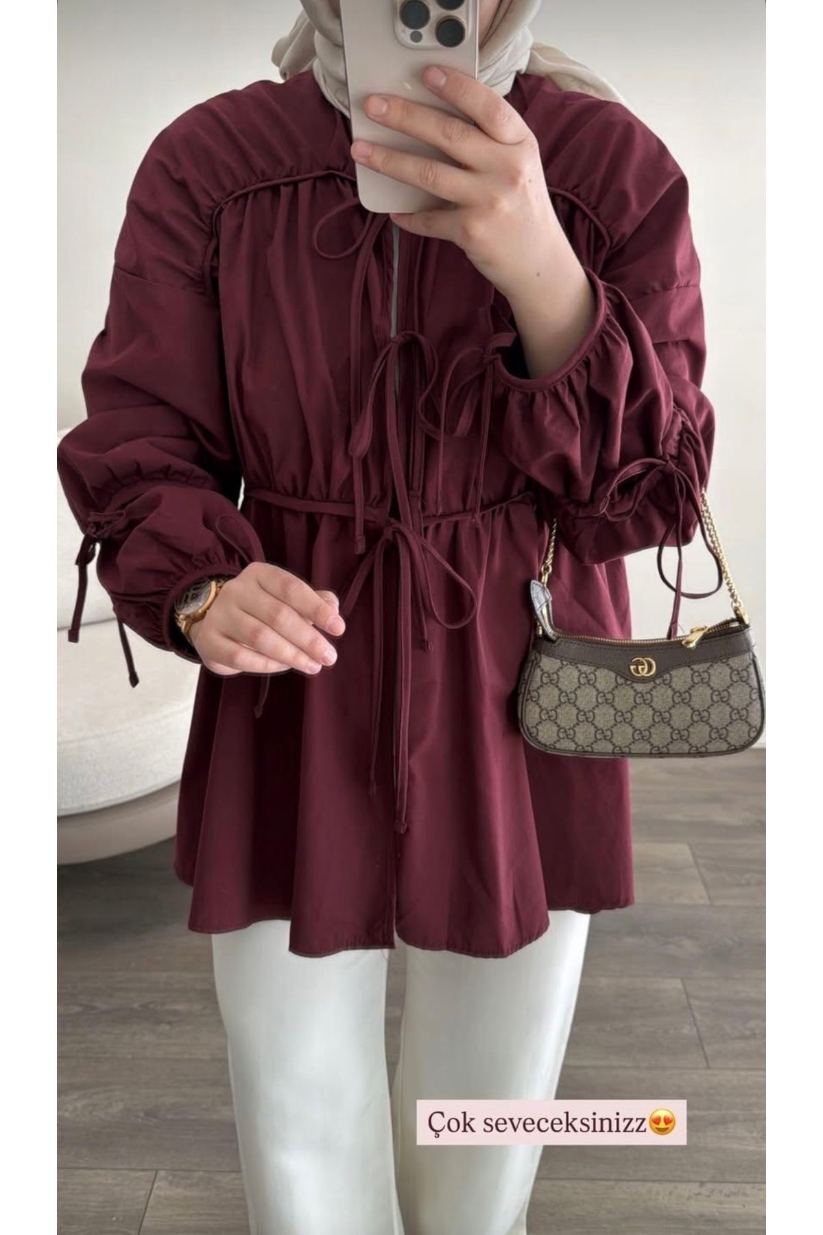 Nuesscollection Fiyonk Detay Tesettür Gömlek