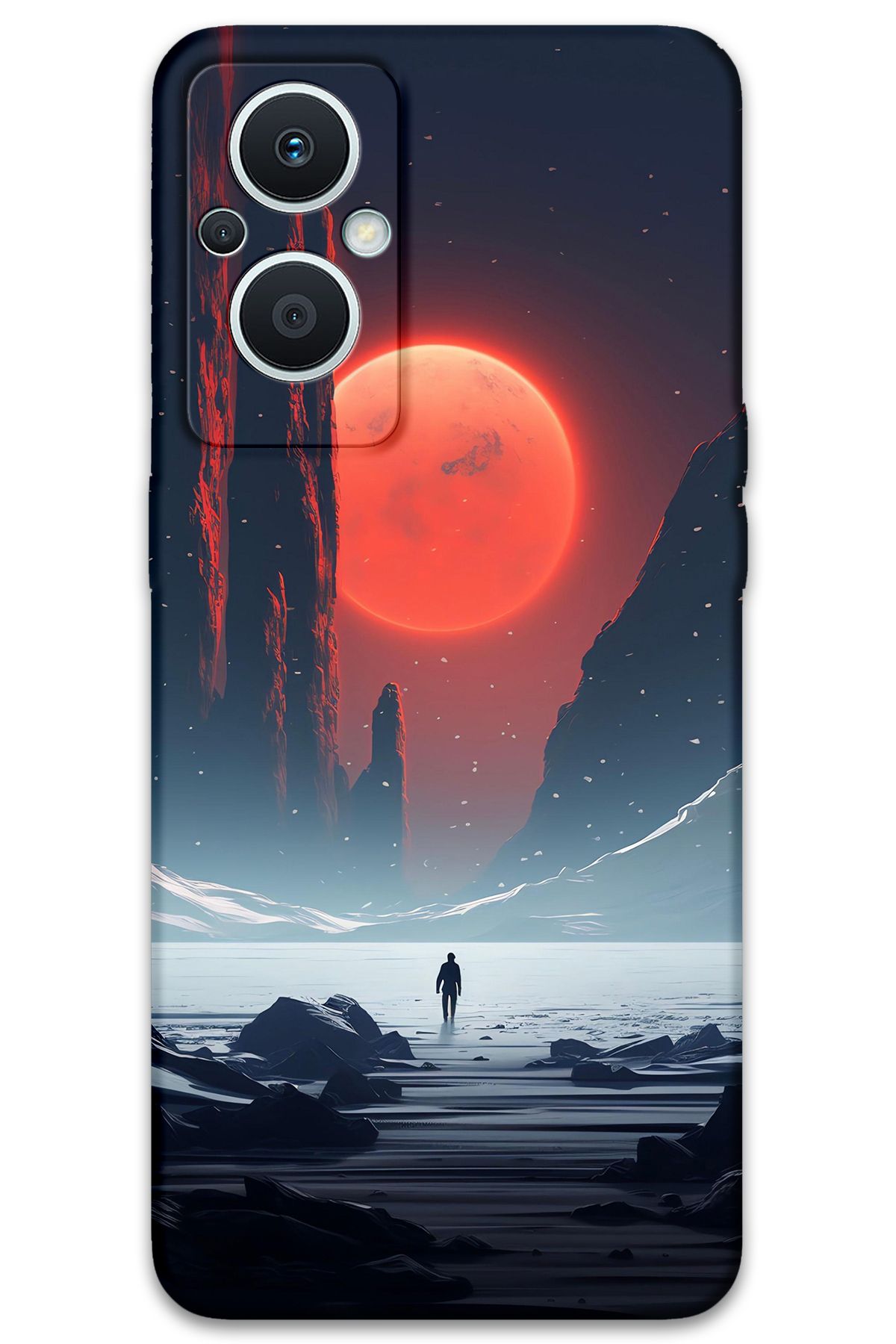 Gramaphone Oppo Reno 7 Lite Uyumlu Uzay Desenli Telefon Kılıfı + Ekran Koruyucu - 5861