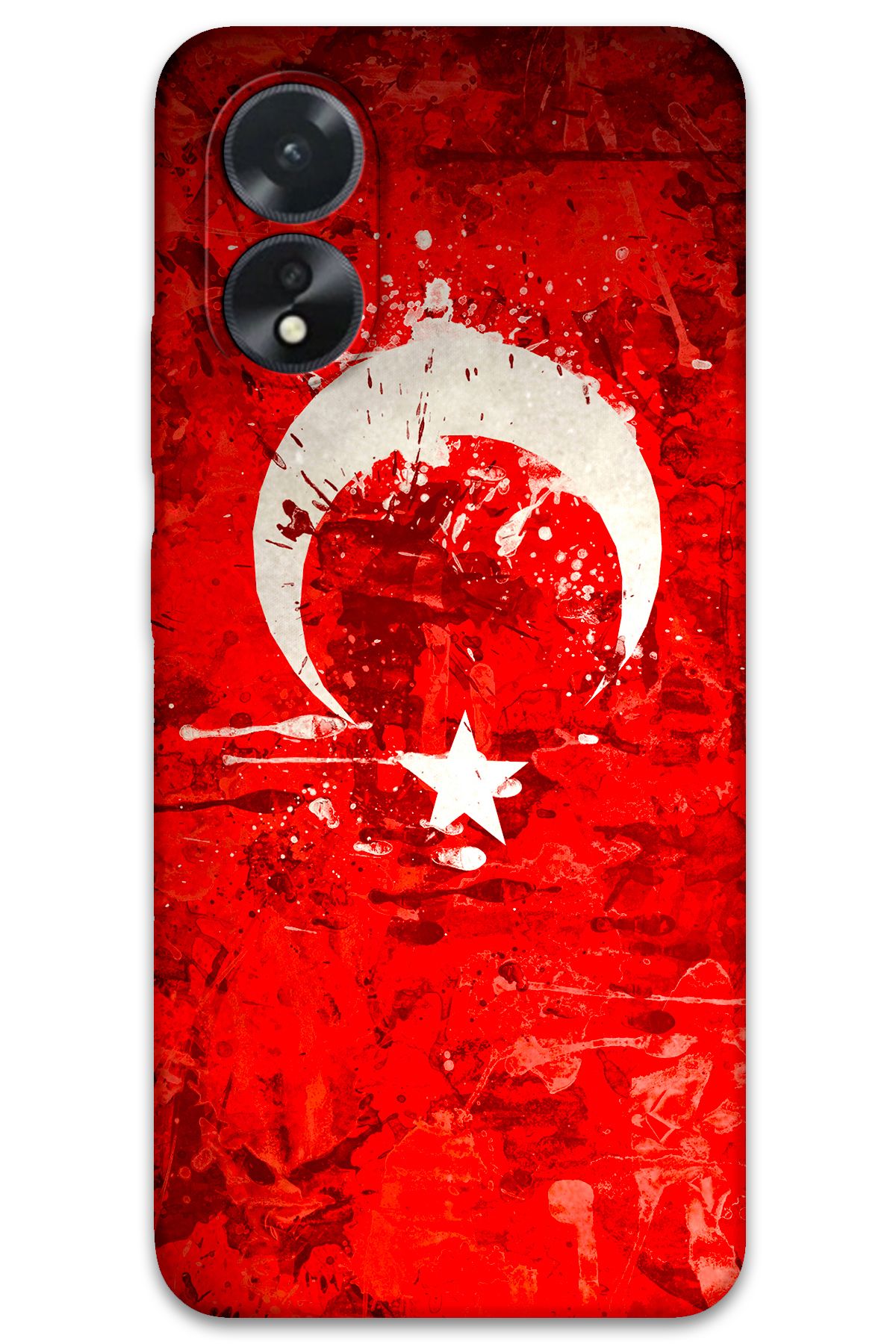 Gramaphone Oppo A38 Uyumlu Türk Bayrağı Desenli Telefon Kılıfı + Ekran Koruyucu - 5847