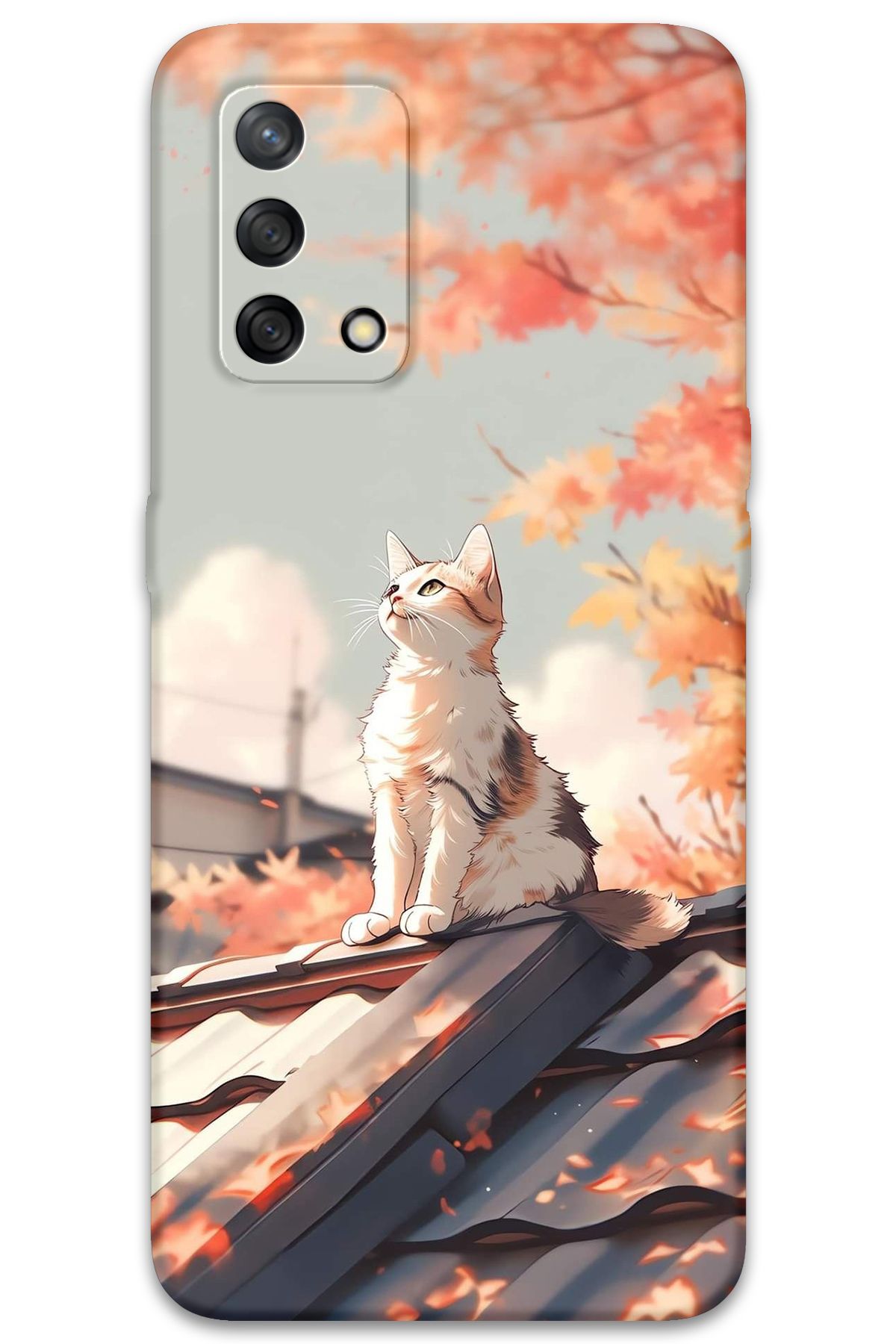 Gramaphone Oppo A74 Uyumlu Kedi Desenli Telefon Kılıfı + Ekran Koruyucu - 5784