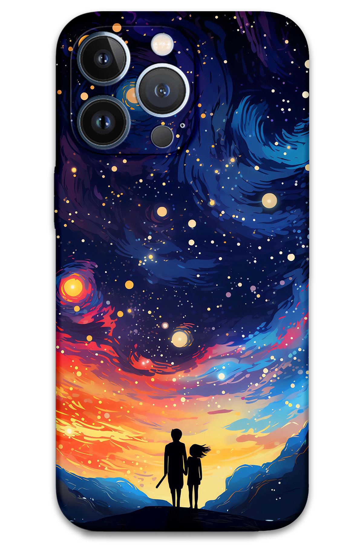 Gramaphone iPhone 13 Pro Uyumlu Uzay Desenli Telefon Kılıfı + Ekran Koruyucu - 5863