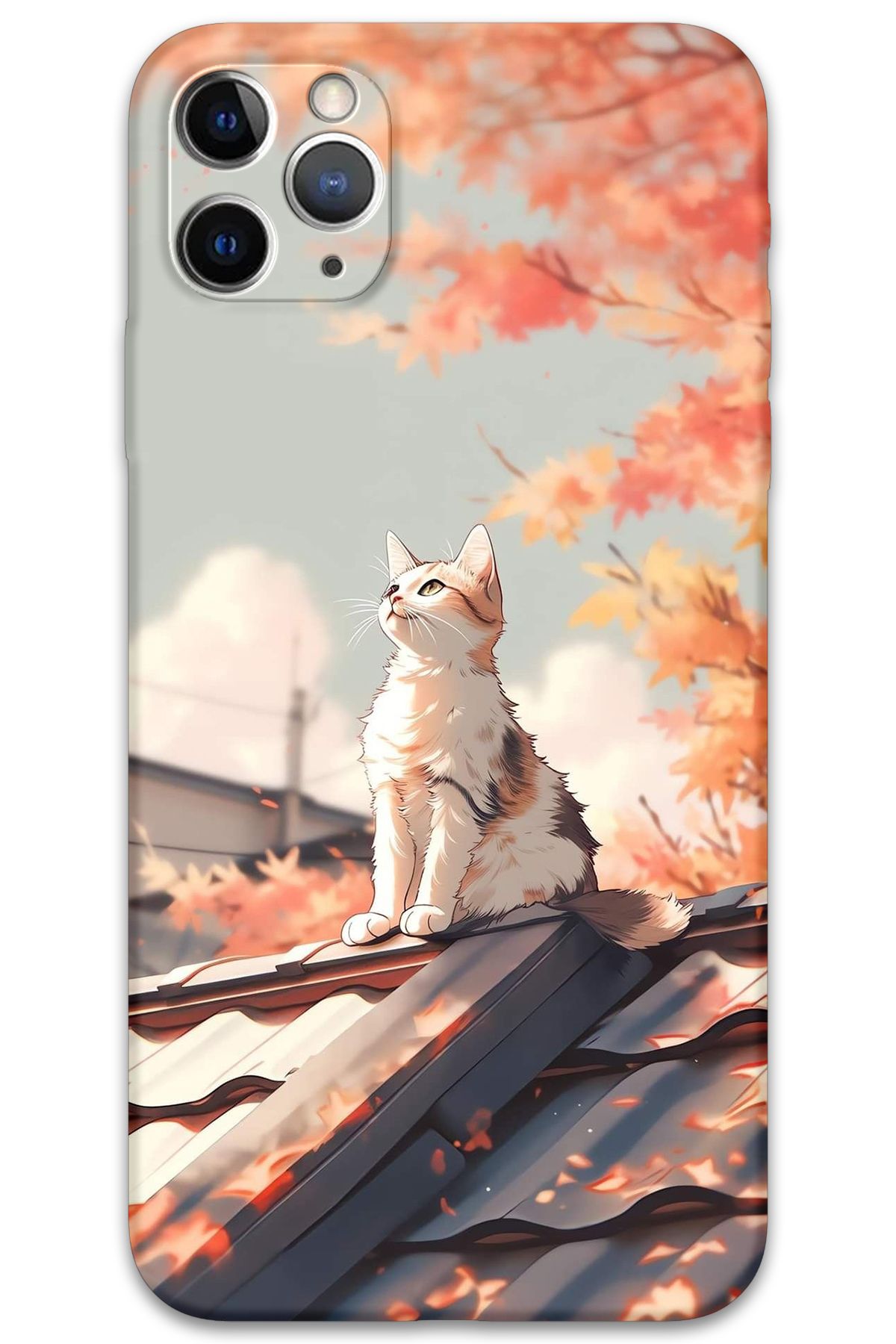 Gramaphone iPhone 11 Pro Max Uyumlu Kedi Desenli Telefon Kılıfı + Ekran Koruyucu - 5784