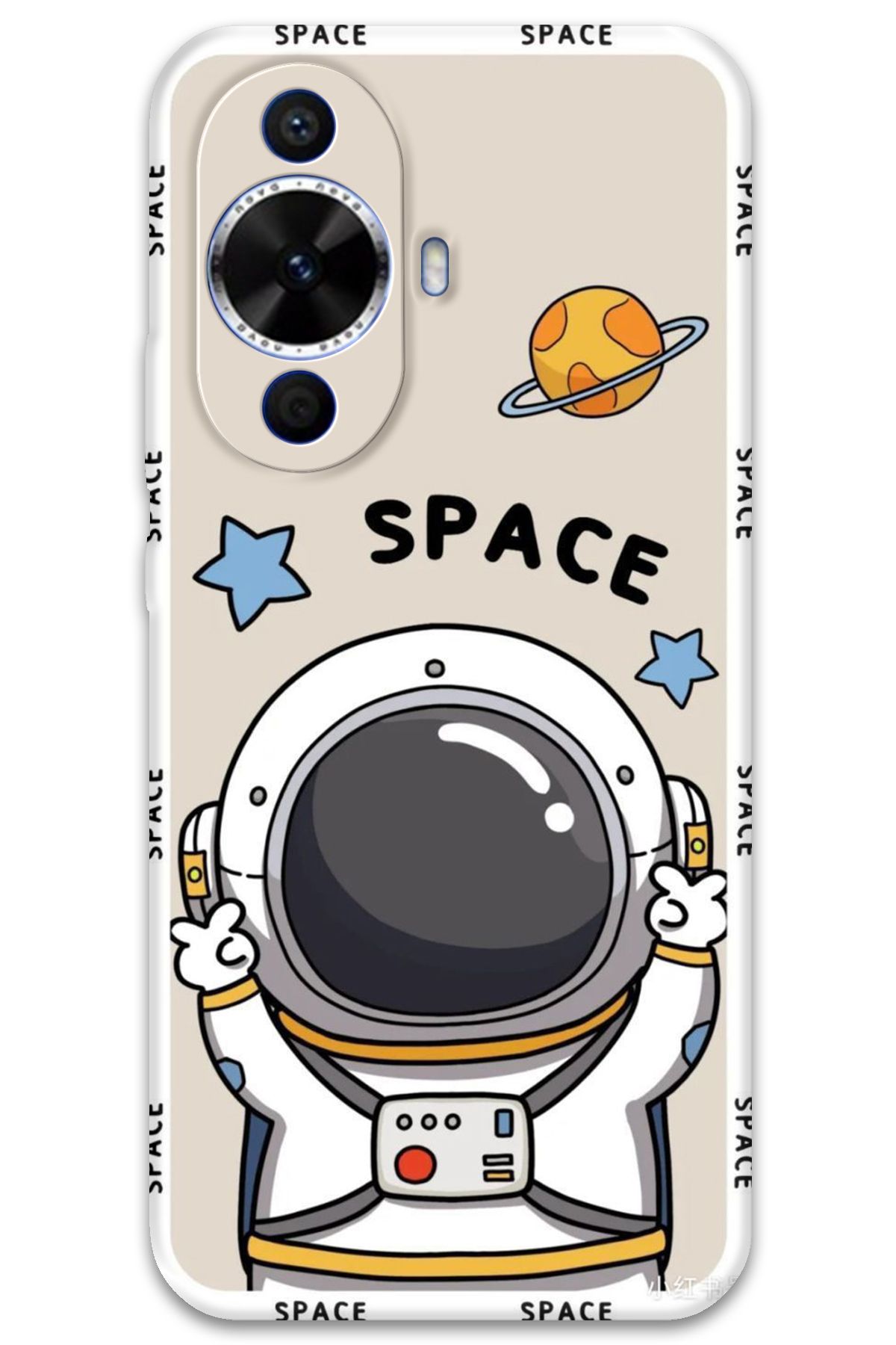 Gramaphone Huawei Nova 12s Uyumlu Astronot Desenli Telefon Kılıfı + Ekran Koruyucu - 5865