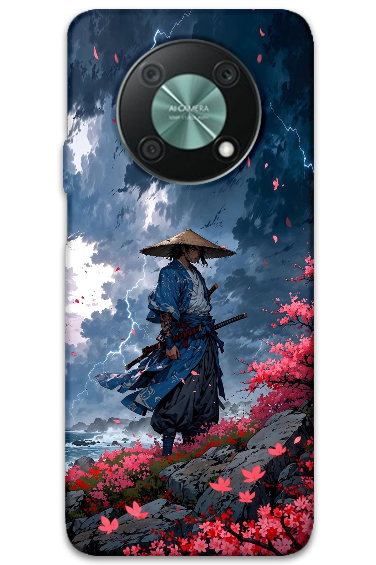 Gramaphone Huawei Nova Y90 Uyumlu Samuray Desenli Telefon Kılıfı + Ekran Koruyucu - 5825