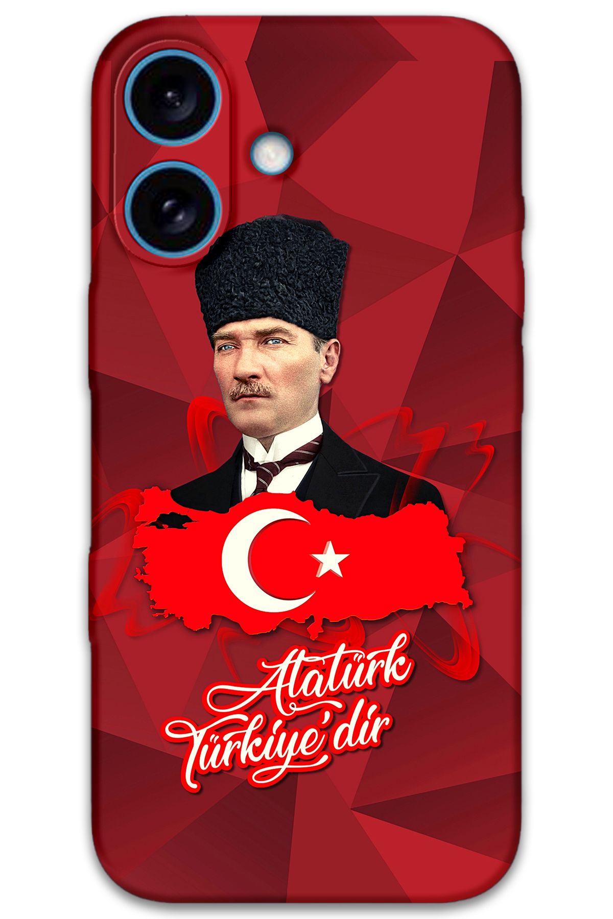 Gramaphone iPhone 16 Uyumlu Atatürk Desenli Telefon Kılıfı + Ekran Koruyucu - 5851