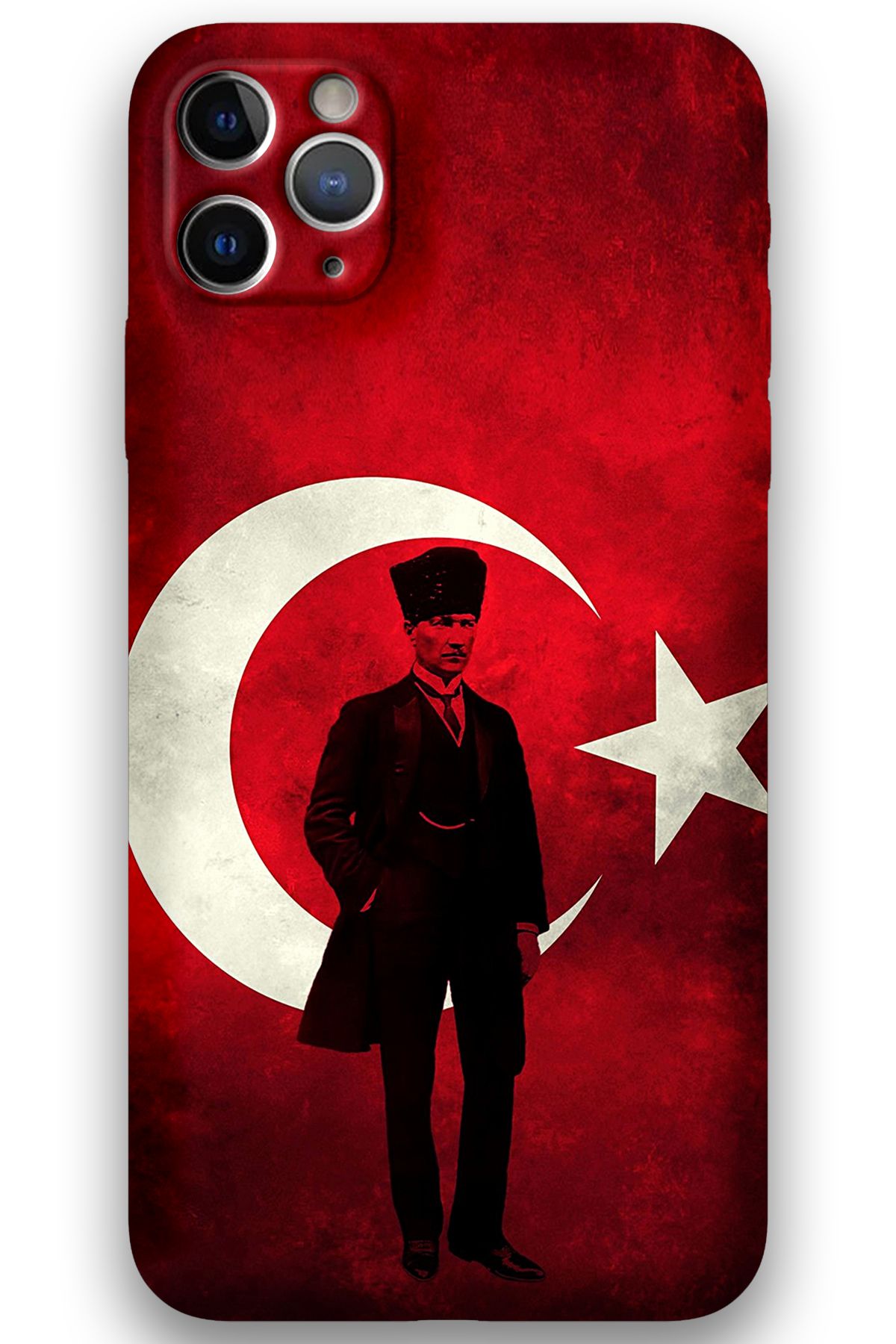 Gramaphone iPhone 11 Pro Uyumlu Atatürk Desenli Telefon Kılıfı + Ekran Koruyucu - 5849