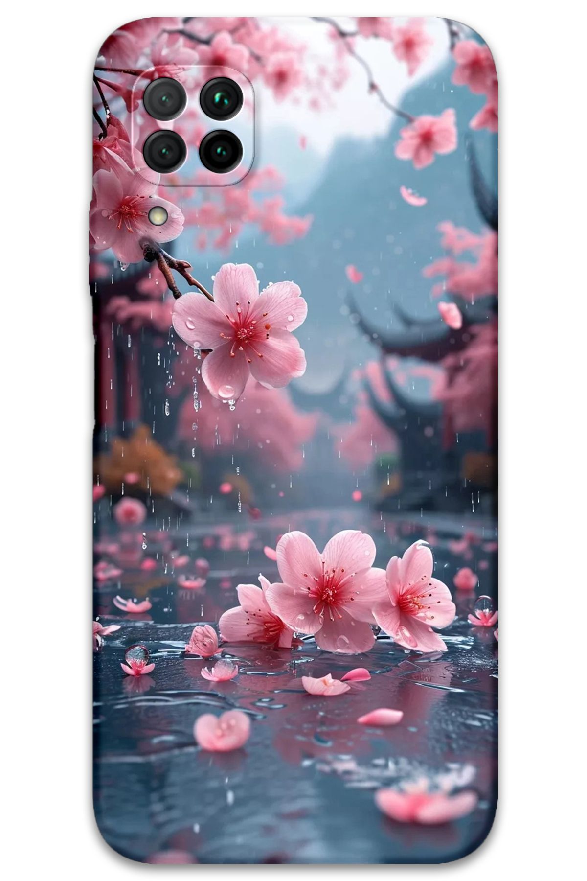 Gramaphone Huawei P40 Lite Uyumlu Çiçek Desenli Telefon Kılıfı + Ekran Koruyucu - 5794