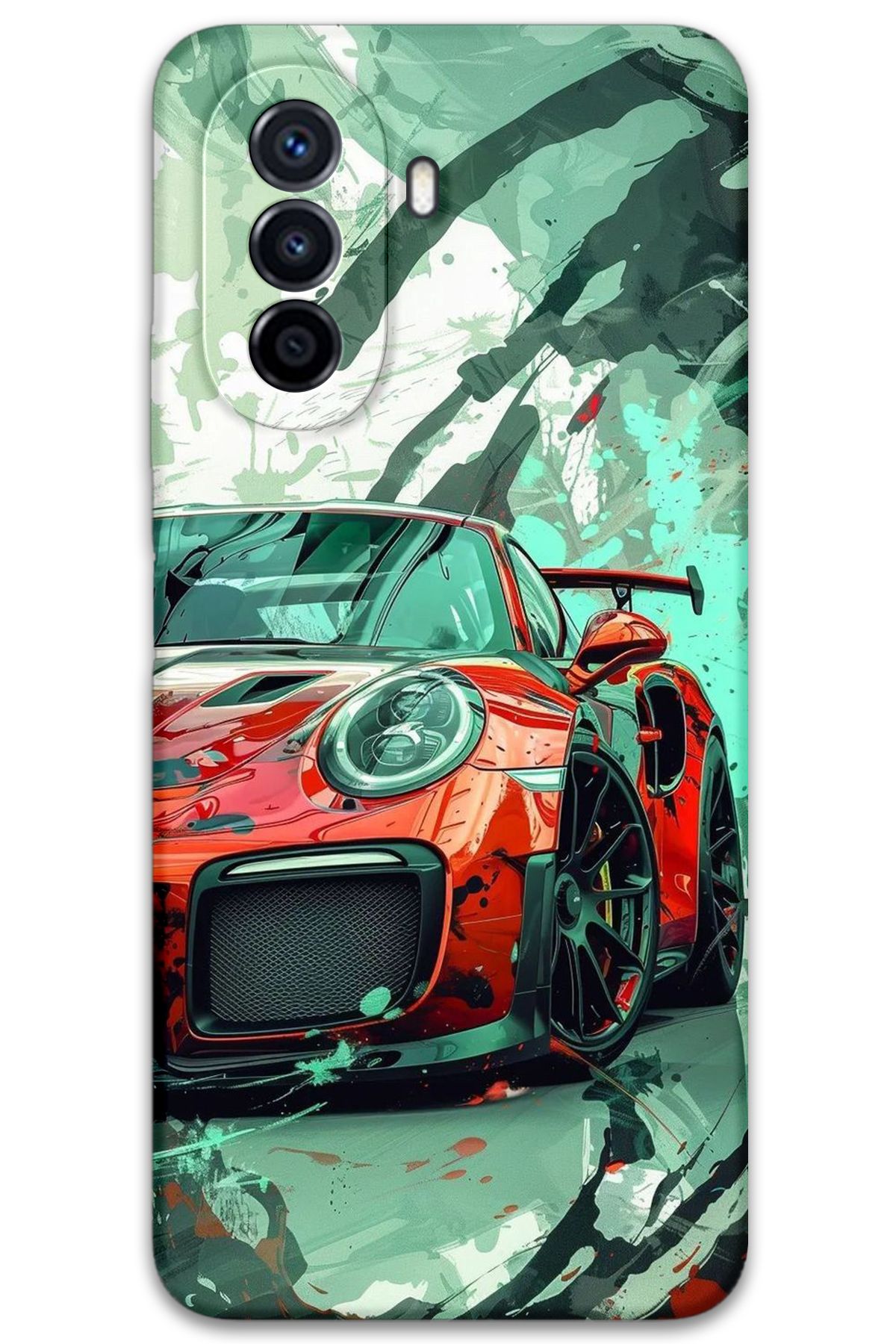 Gramaphone Huawei Nova Y70 Uyumlu Araba Desenli Telefon Kılıfı + Ekran Koruyucu - 5765