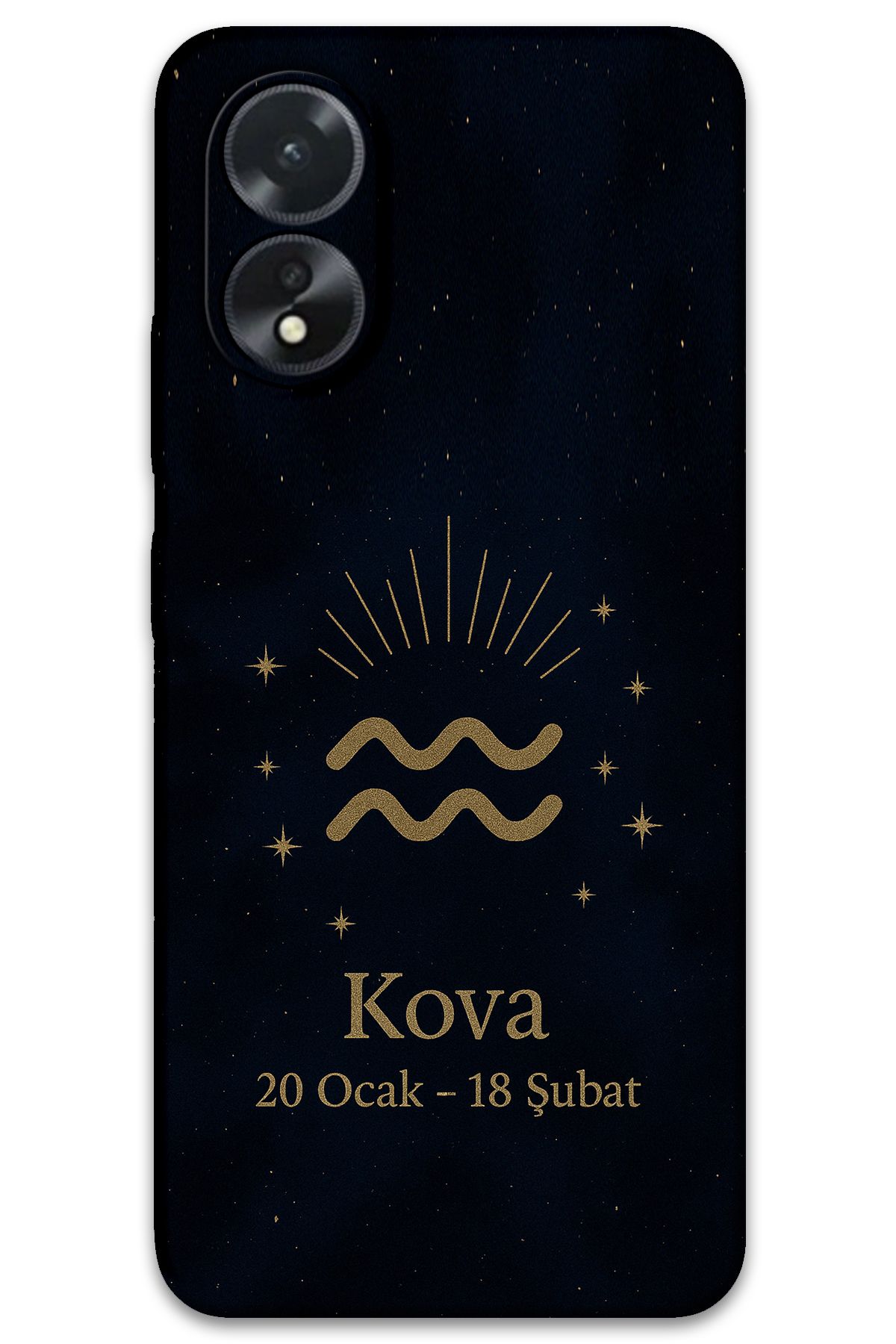 Gramaphone Oppo A38 Uyumlu Kova Burcu Desenli Telefon Kılıfı + Ekran Koruyucu - 5778