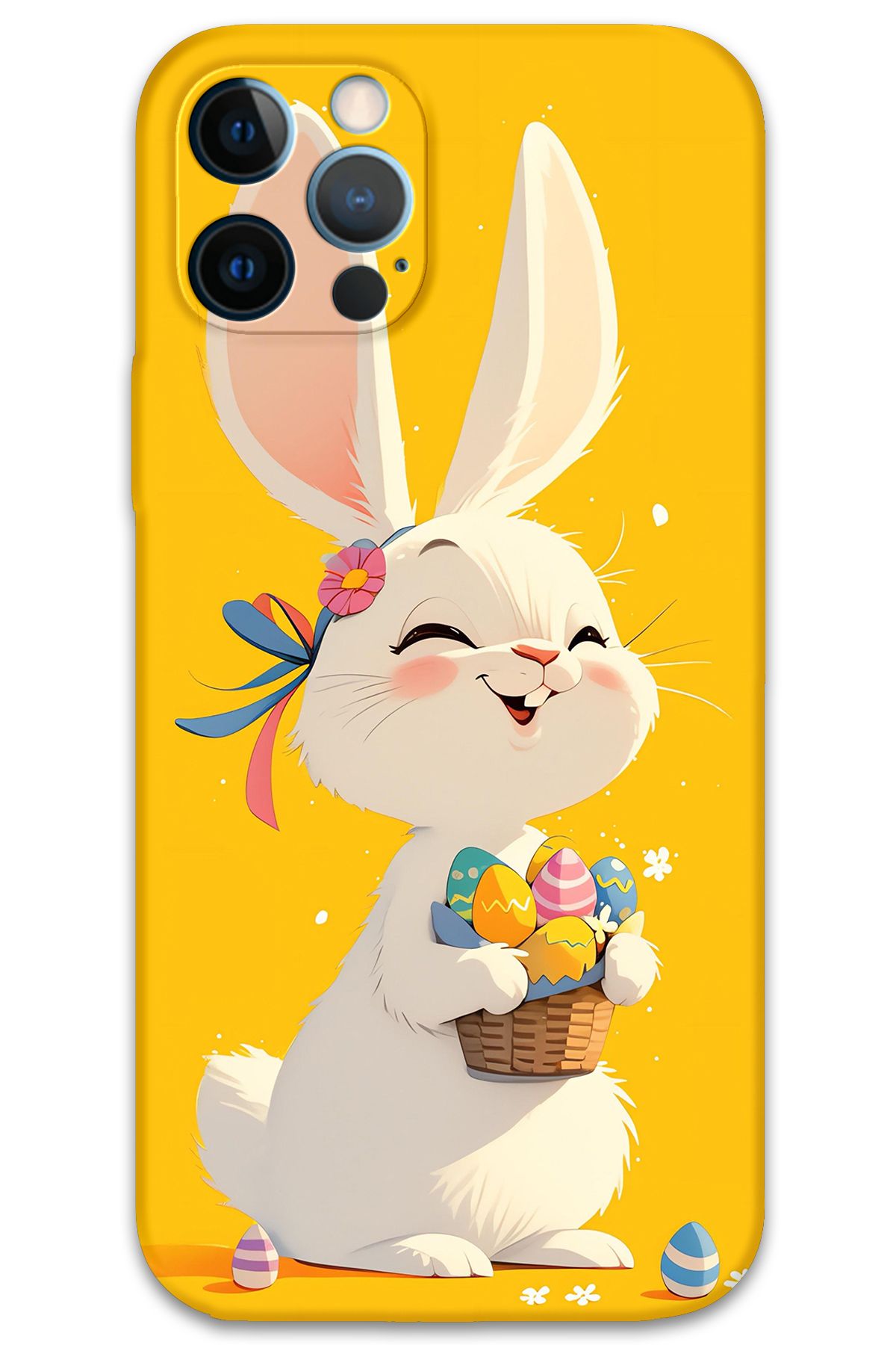 Gramaphone iPhone 12 Pro Max Uyumlu Tavşan Desenli Telefon Kılıfı + Ekran Koruyucu - 5807