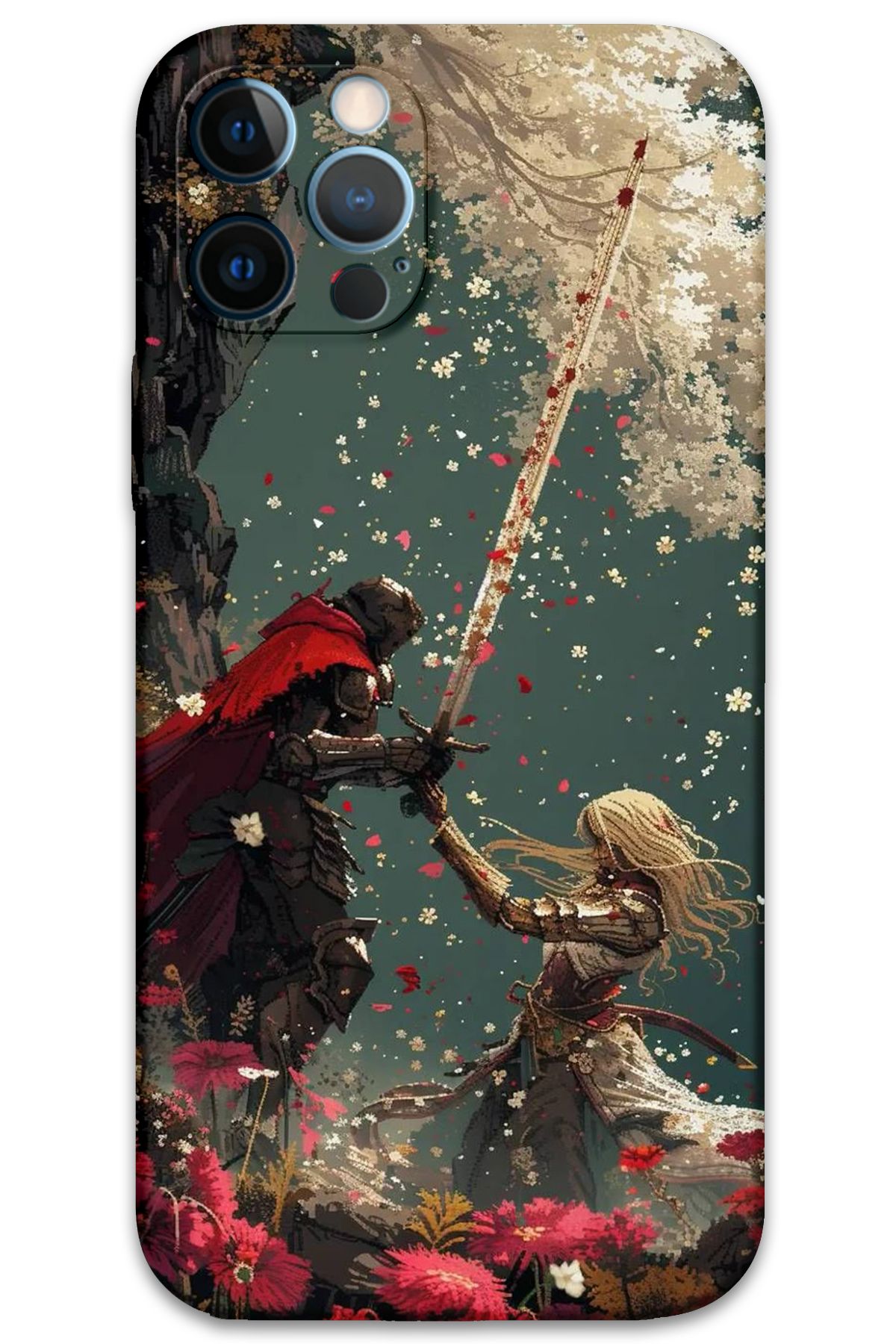 Gramaphone iPhone 12 Pro Uyumlu Retro Desenli Telefon Kılıfı + Ekran Koruyucu - 5838