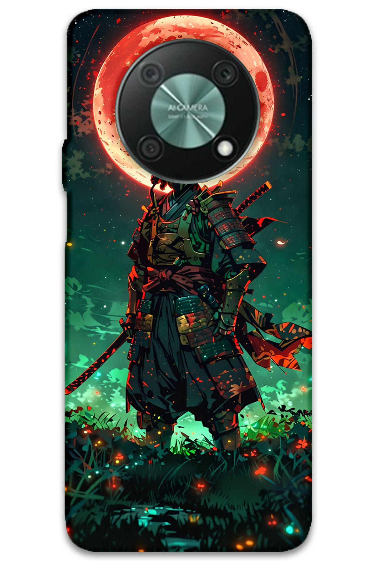 Gramaphone Huawei Nova Y90 Uyumlu Samuray Desenli Telefon Kılıfı + Ekran Koruyucu - 5822