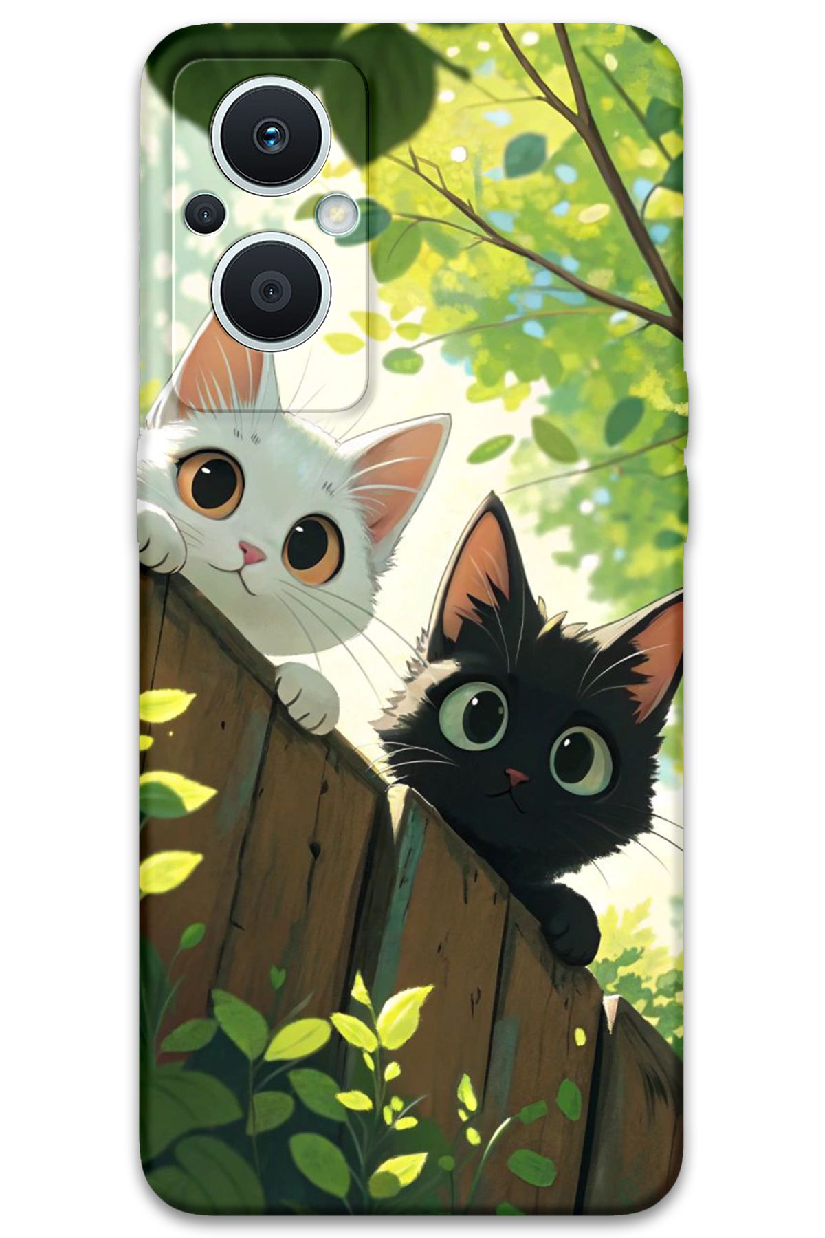 Gramaphone Oppo Reno 7 Lite Uyumlu Kedi Desenli Telefon Kılıfı + Ekran Koruyucu - 5785