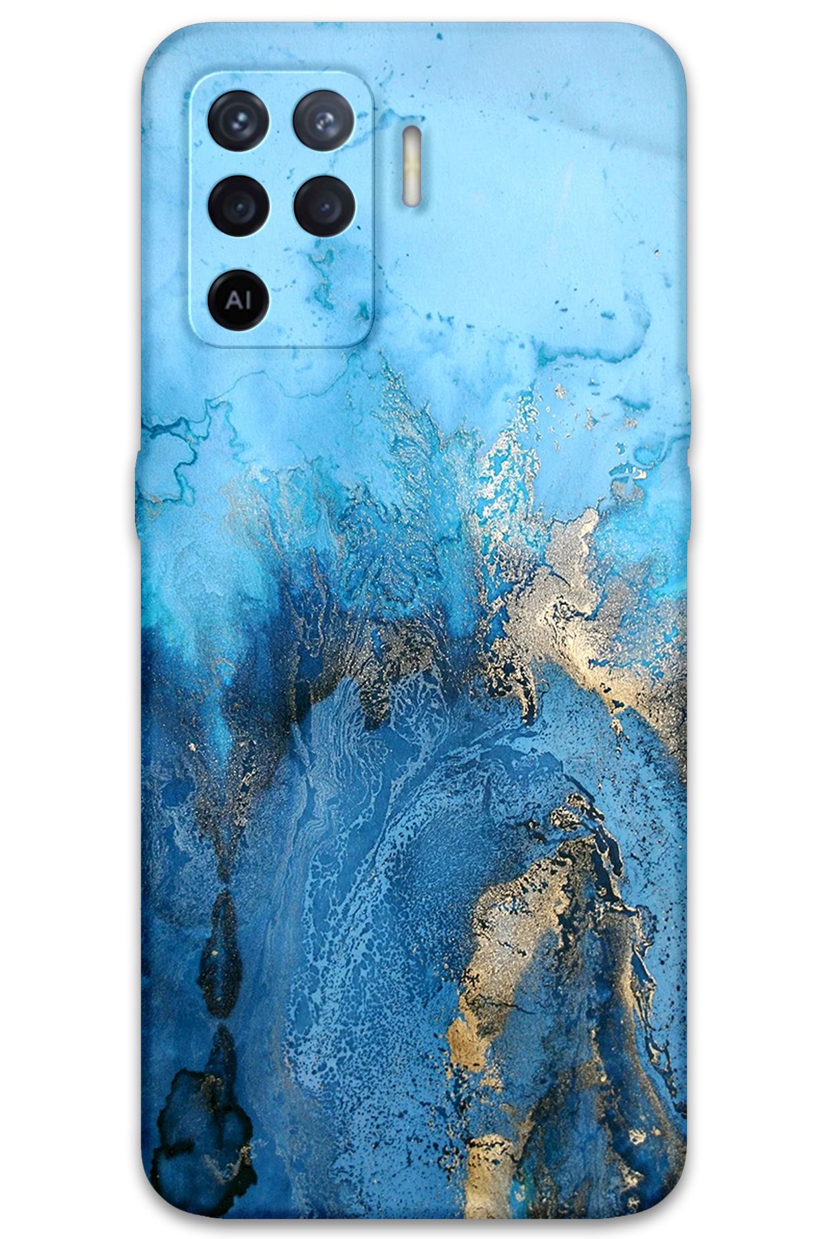 Gramaphone Oppo Reno 5 Lite Uyumlu Mermer Desenli Telefon Kılıfı + Ekran Koruyucu - 5812