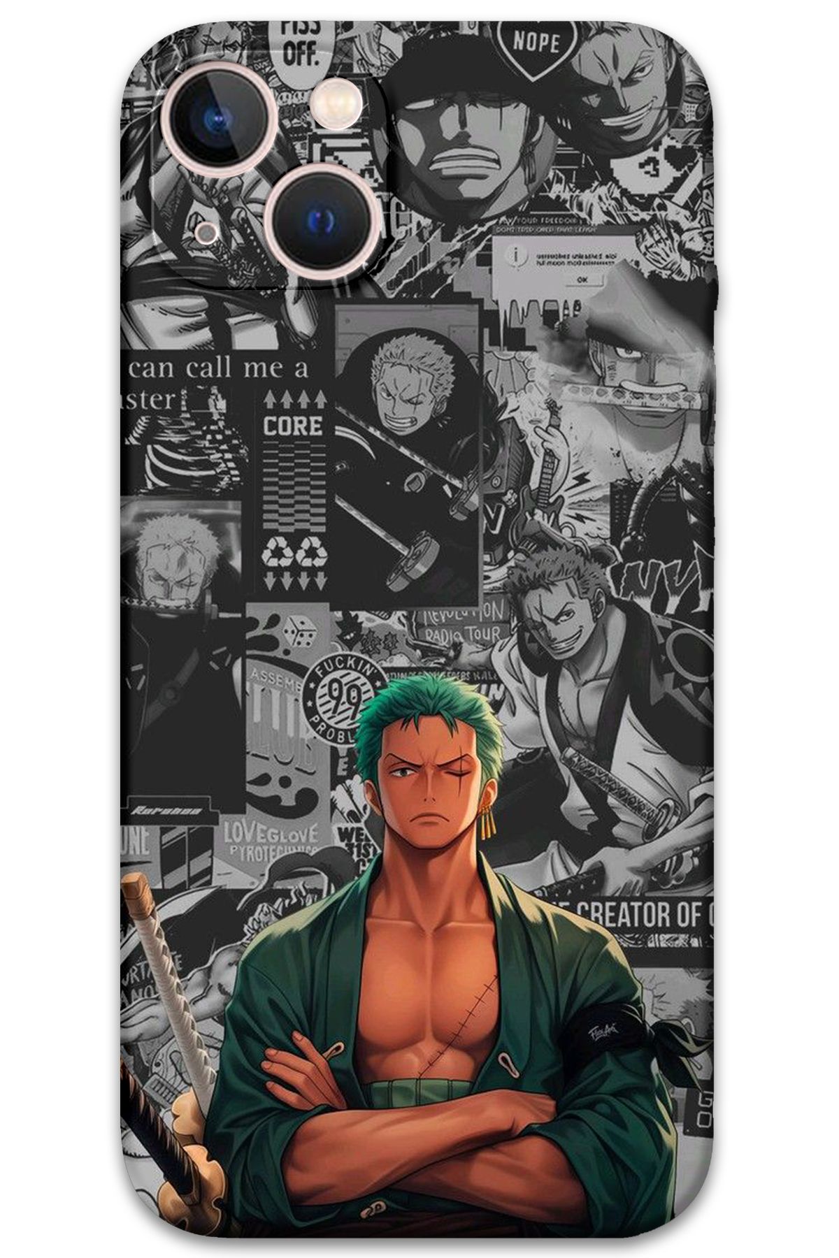 Gramaphone iPhone 15 Uyumlu Anime Desenli Telefon Kılıfı + Ekran Koruyucu - 5756