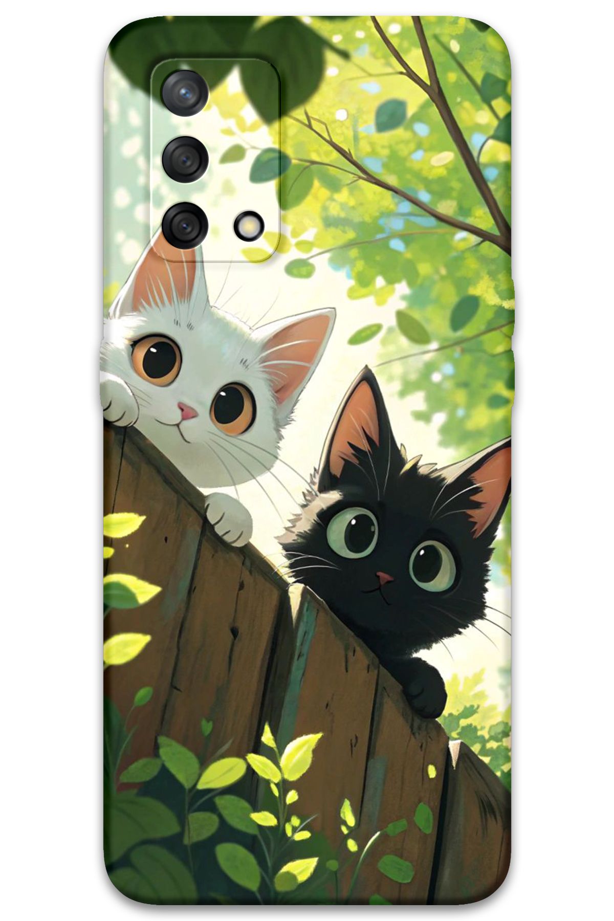 Gramaphone Oppo A74 Uyumlu Kedi Desenli Telefon Kılıfı + Ekran Koruyucu - 5785