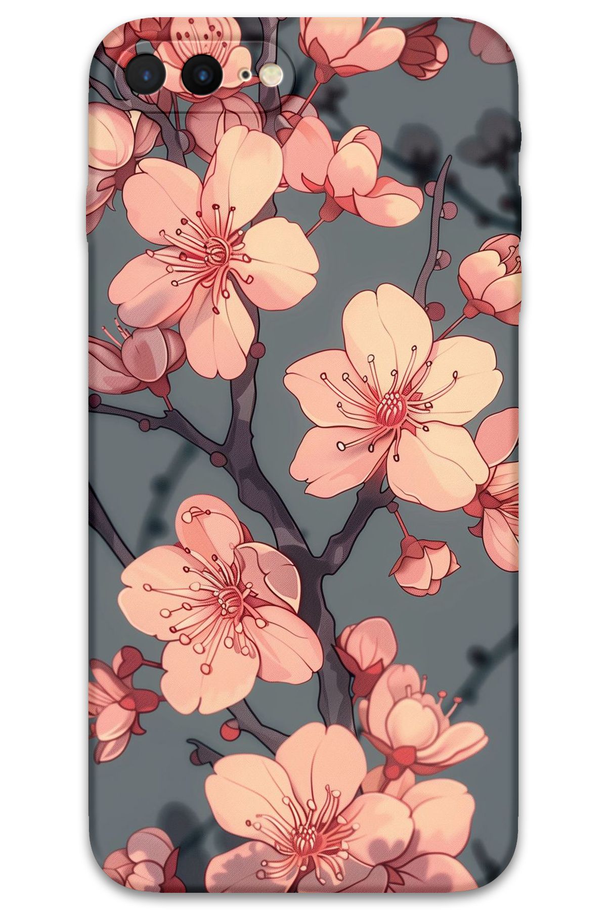 Gramaphone iPhone 8 Plus Uyumlu Çiçek Desenli Telefon Kılıfı + Ekran Koruyucu - 5801