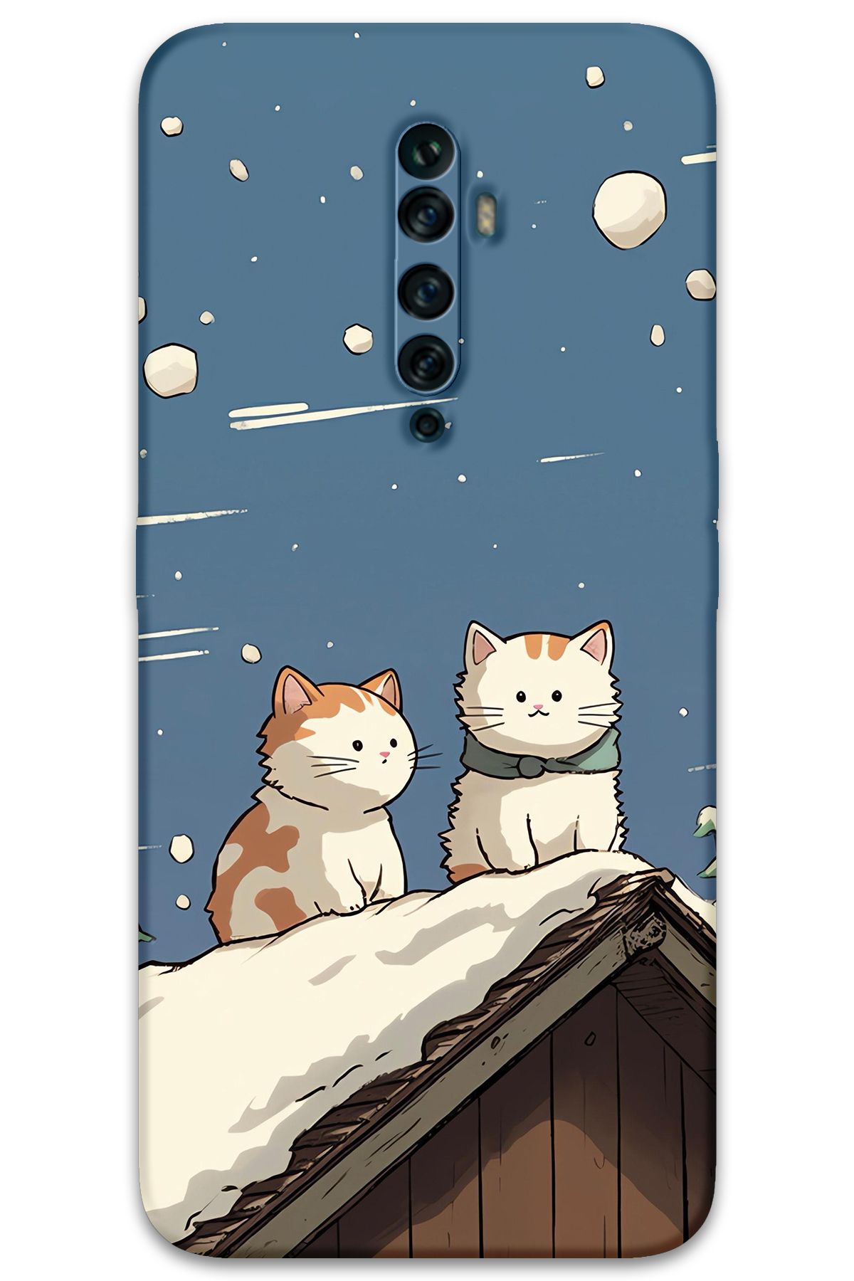 Gramaphone Oppo Reno 2z Uyumlu Kedi Desenli Telefon Kılıfı + Ekran Koruyucu - 5780
