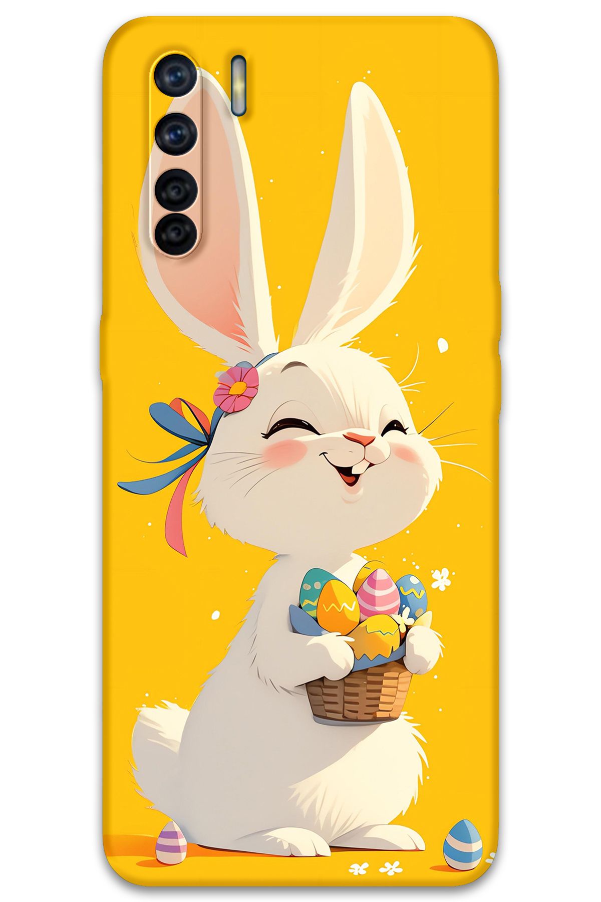 Gramaphone Oppo A91 Uyumlu Tavşan Desenli Telefon Kılıfı + Ekran Koruyucu - 5807