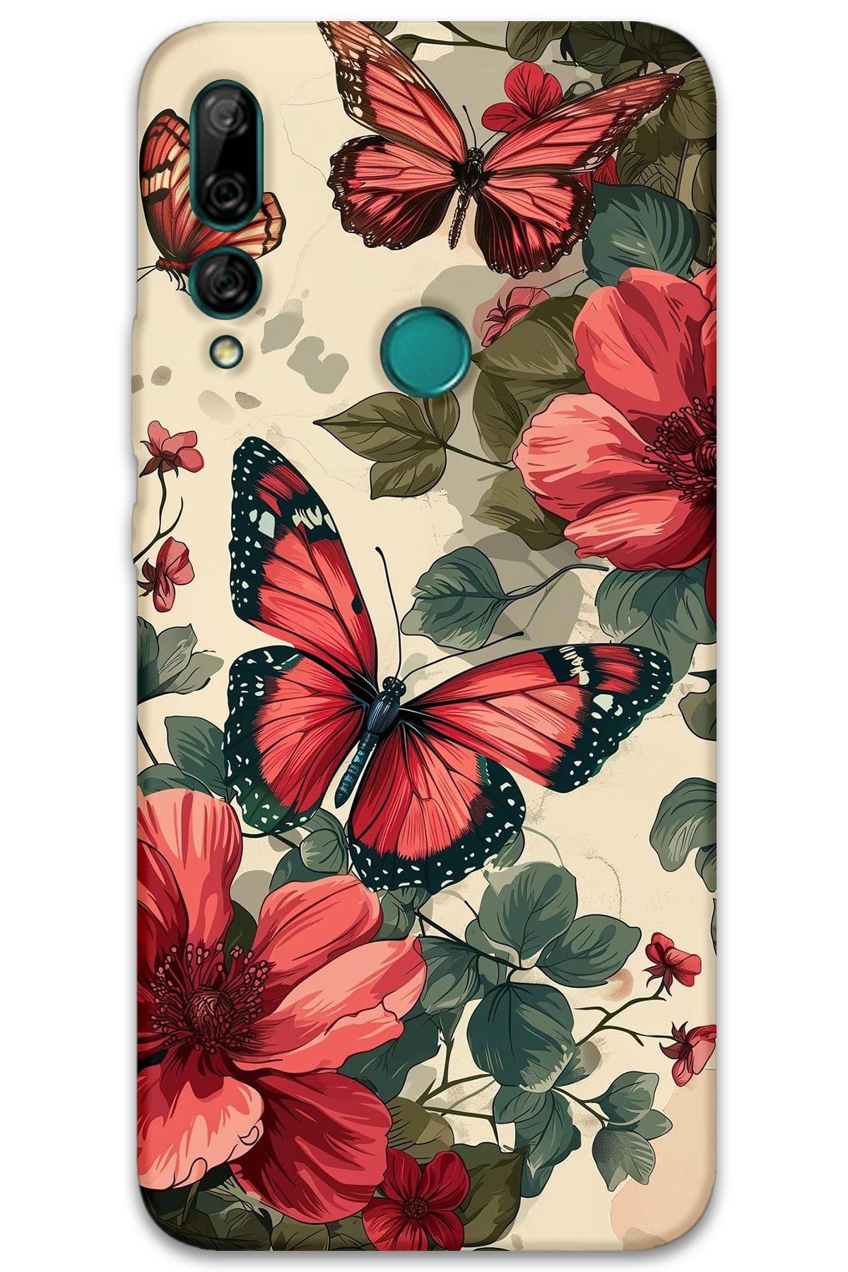 Gramaphone Huawei Y9 Prime 2019 Uyumlu Kelebek Desenli Telefon Kılıfı + Ekran Koruyucu - 5795