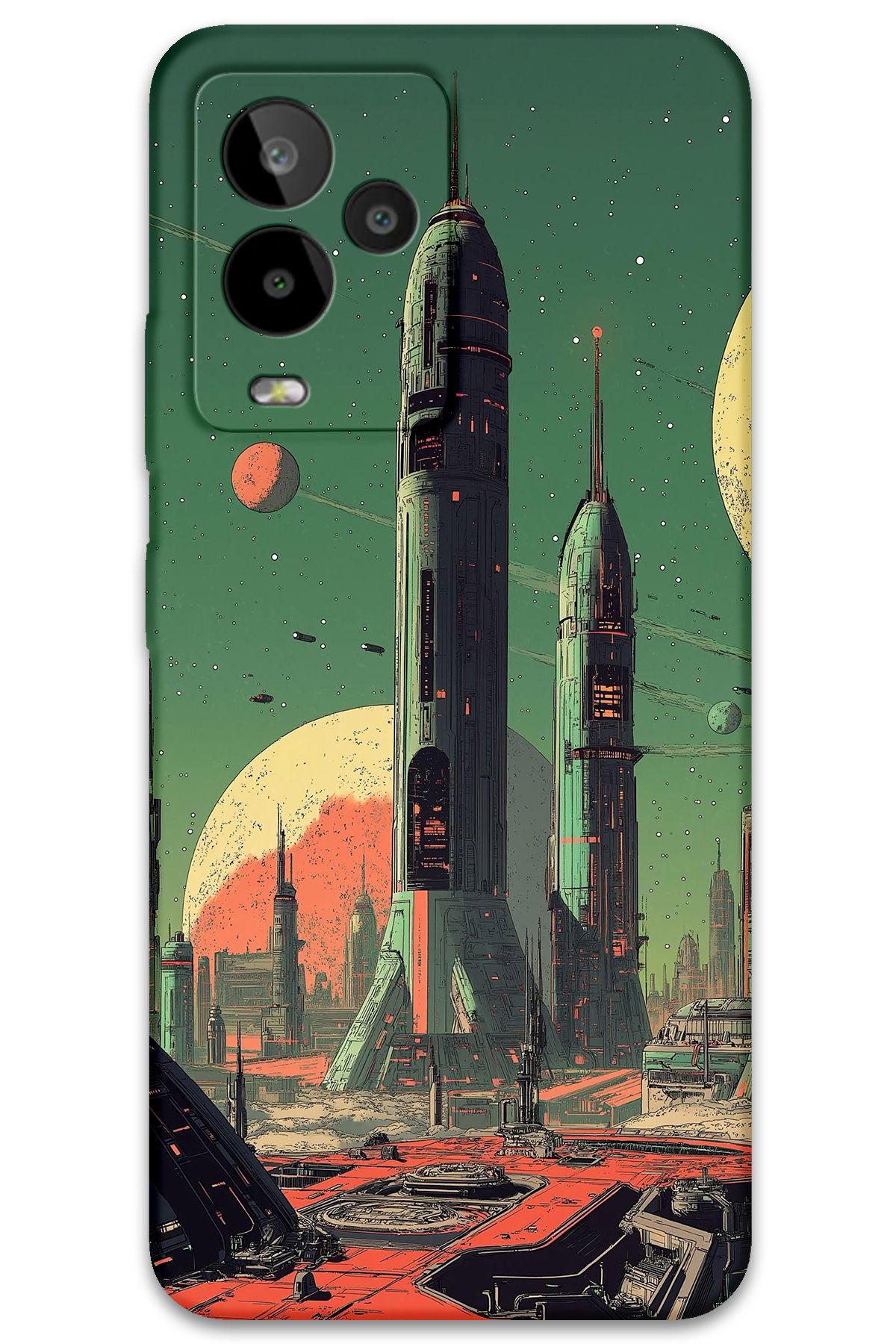 Gramaphone GM 24 Pro Uyumlu Uzay Desenli Telefon Kılıfı + Ekran Koruyucu - 5870