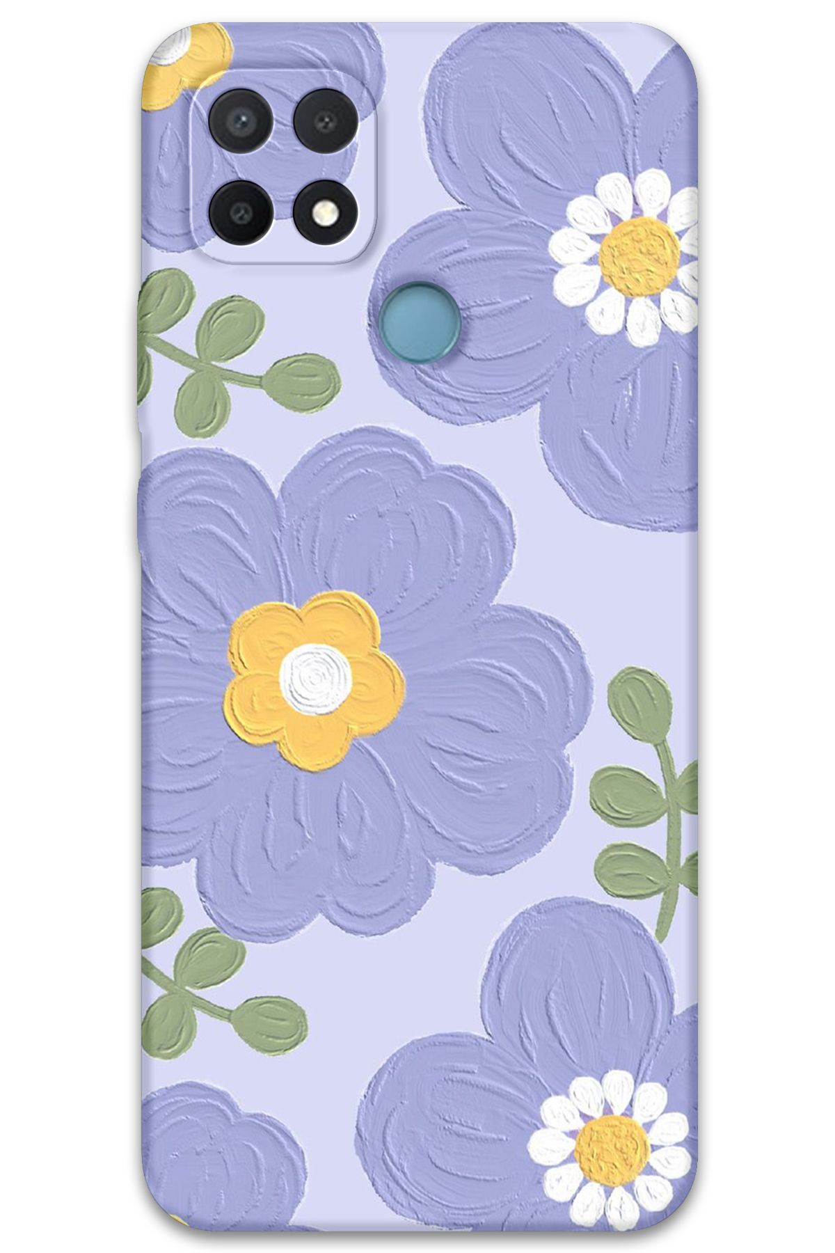 Gramaphone Oppo A15s Uyumlu Çiçek Desenli Telefon Kılıfı + Ekran Koruyucu - 5799