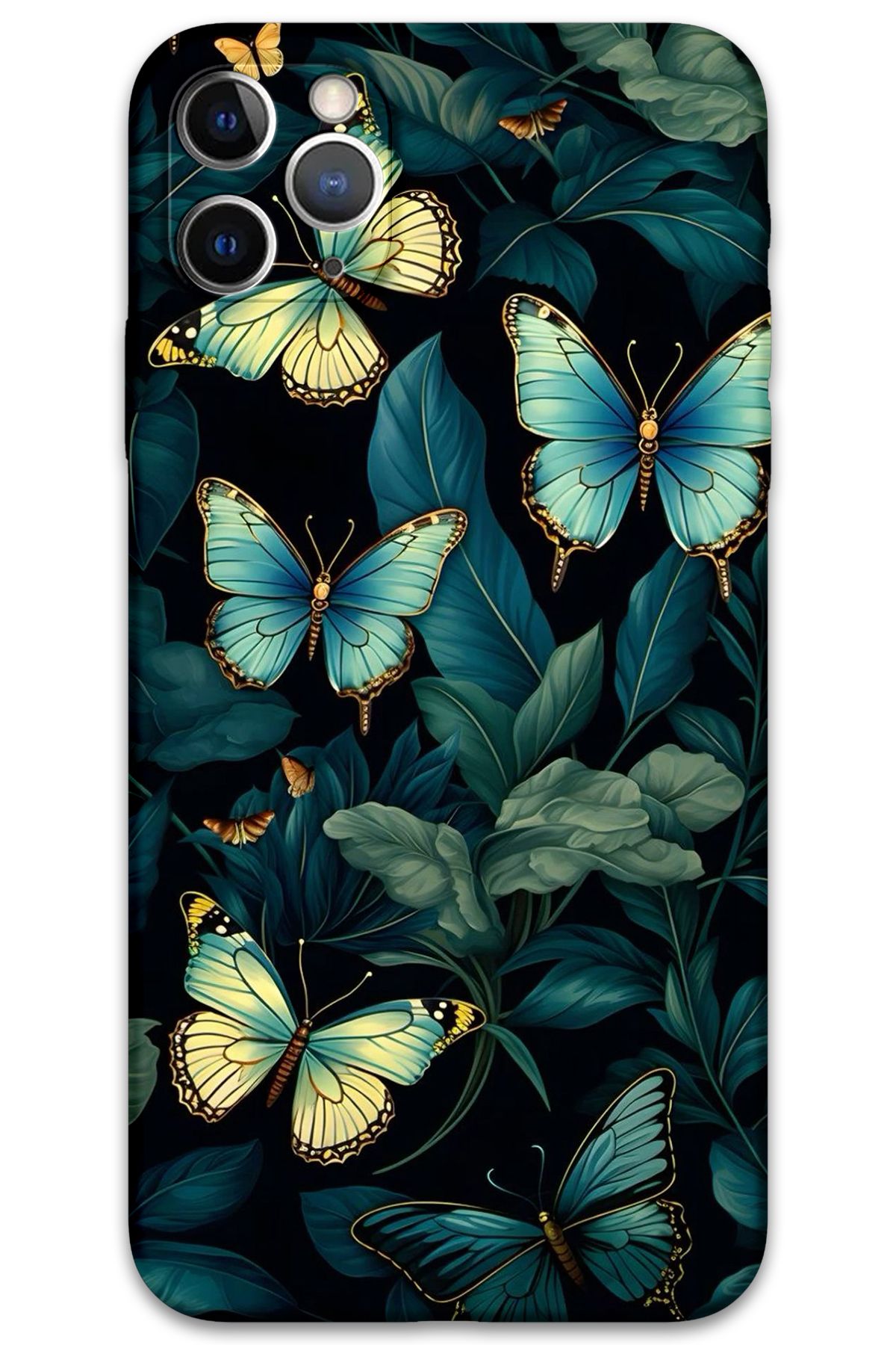 Gramaphone iPhone 11 Pro Uyumlu Kelebek Desenli Telefon Kılıfı + Ekran Koruyucu - 5791