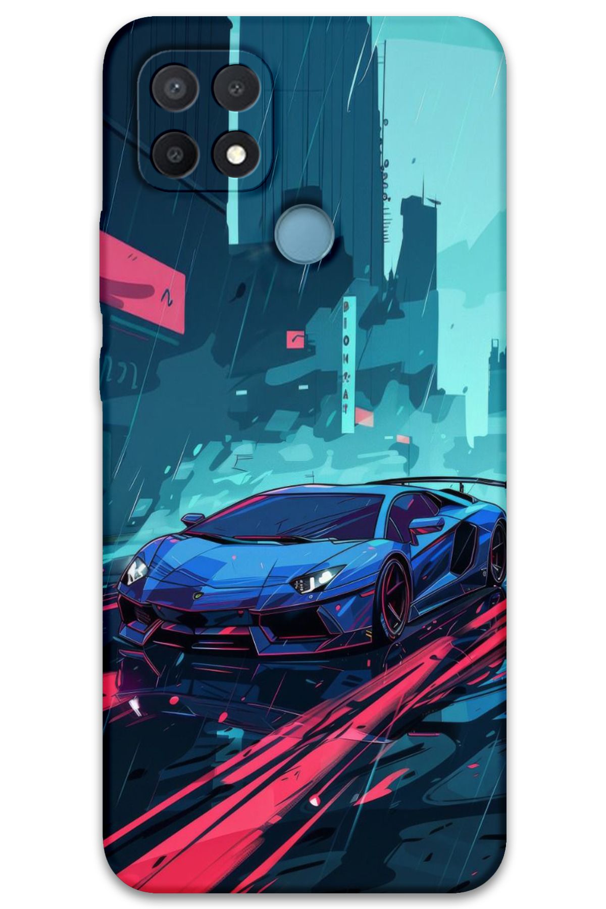 Gramaphone Oppo A15s Uyumlu Araba Desenli Telefon Kılıfı + Ekran Koruyucu - 5763
