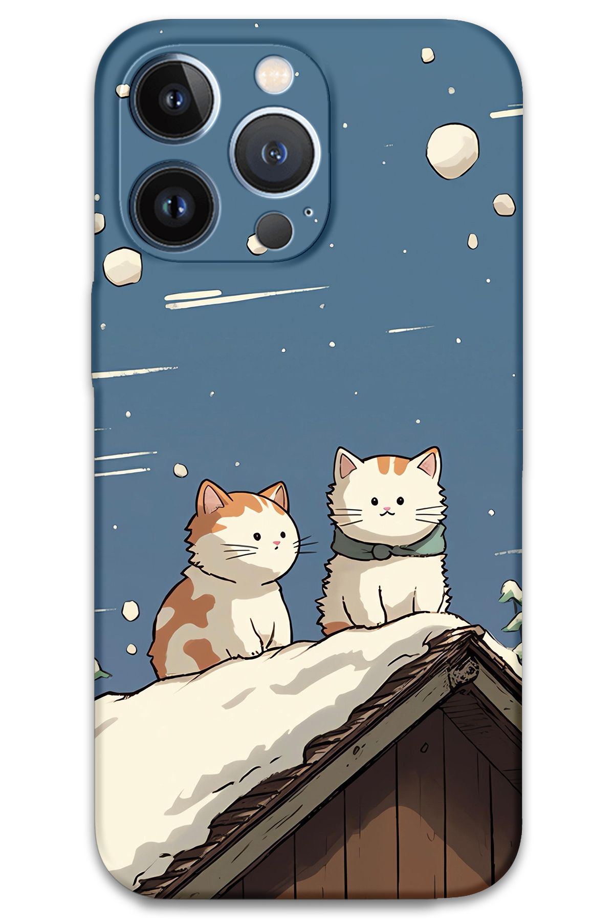 Gramaphone iPhone 13 Pro Max Uyumlu Kedi Desenli Telefon Kılıfı + Ekran Koruyucu - 5780