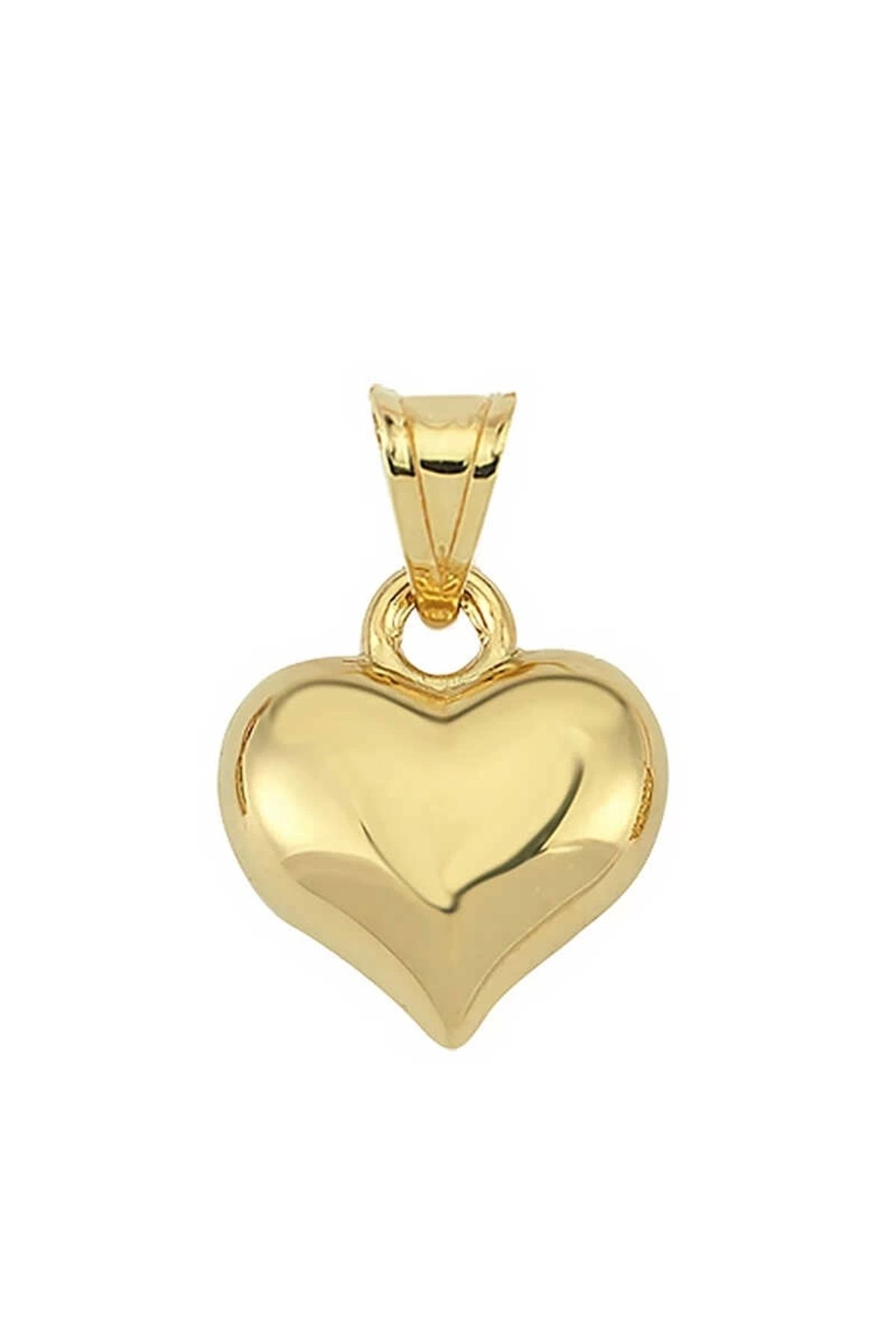 luz&pos Gümüş Küçük 3 Boyutlu Gold Kalp Kadın Kolye Ucu