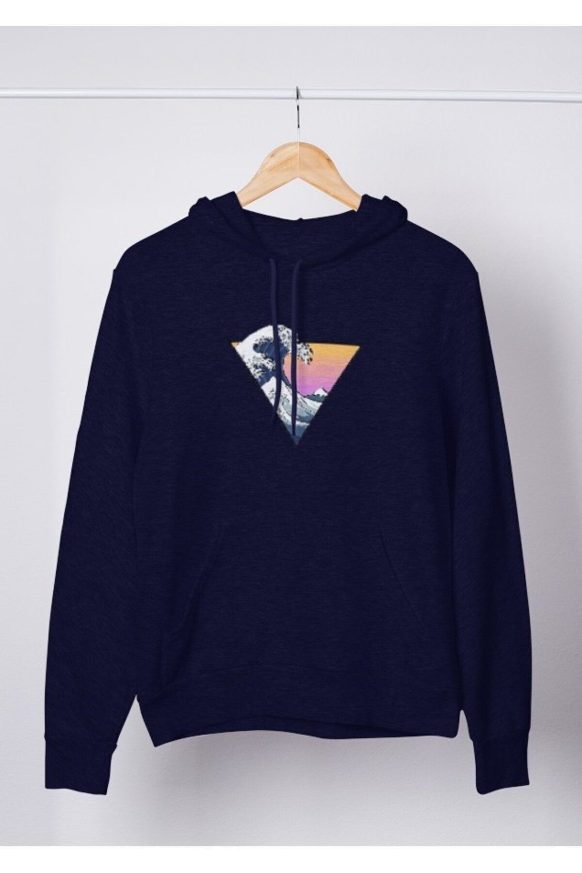 FoxSkin Sportswear&Company Unisex Dalga Baskılı 2 İplik Şardonlu Kapüşonlu Oversıze Sweatshirt Hoodie