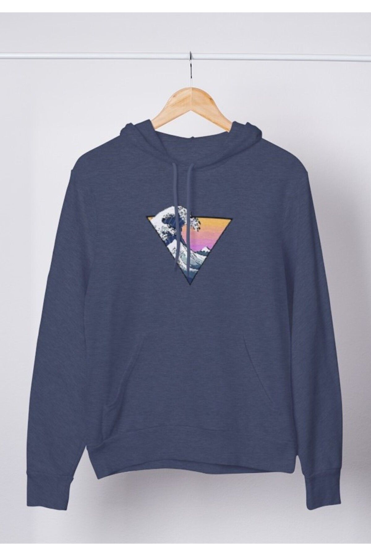 FoxSkin Sportswear&Company Unisex Dalga Baskılı 2 İplik Şardonlu Kapüşonlu Oversıze Sweatshirt Hoodie