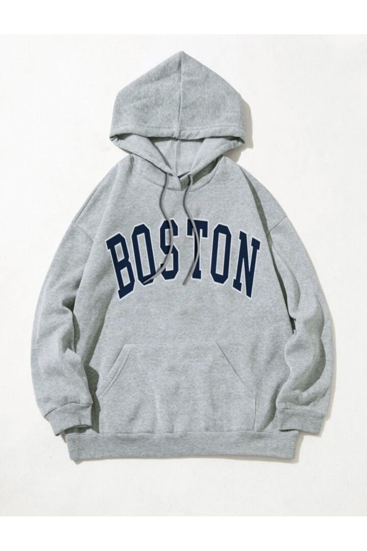 FoxSkin Sportswear&Company Unisex Boston Baskılı Kapüşonlu Oversıze Sweatshirt Hoodie