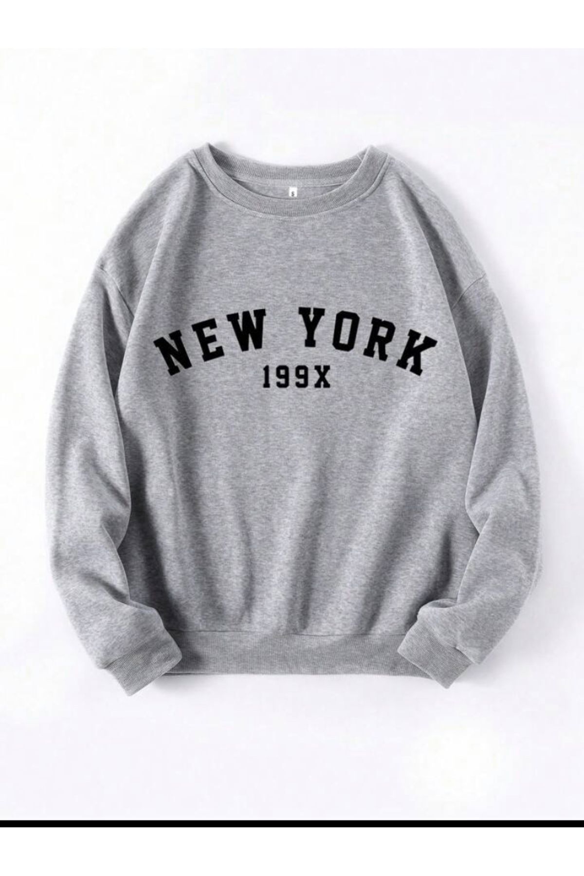 FoxSkin Sportswear&Company Unisex New York Baskılı Oversıze Sweatshirt - 2 iplik şardonlu