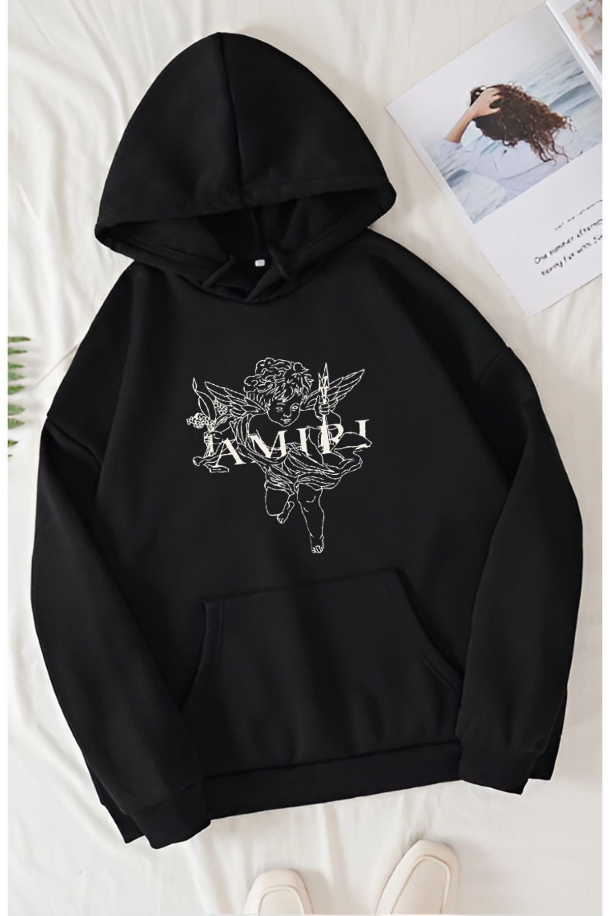 FoxSkin Sportswear&Company UNISEX AMIRI Baskılı Kapüşonlu Oversıze Sweatshirt Hoodie