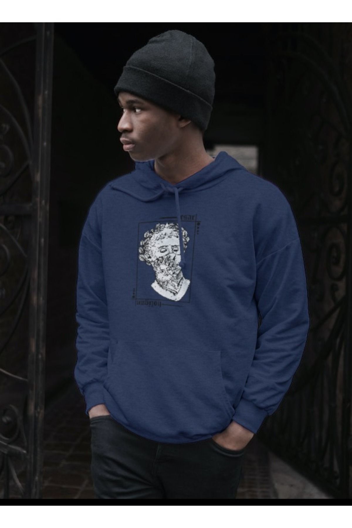 FoxSkin Sportswear&Company Unisex Cesar Baskılı Kapüşonlu Oversıze Sweatshirt Hoodie