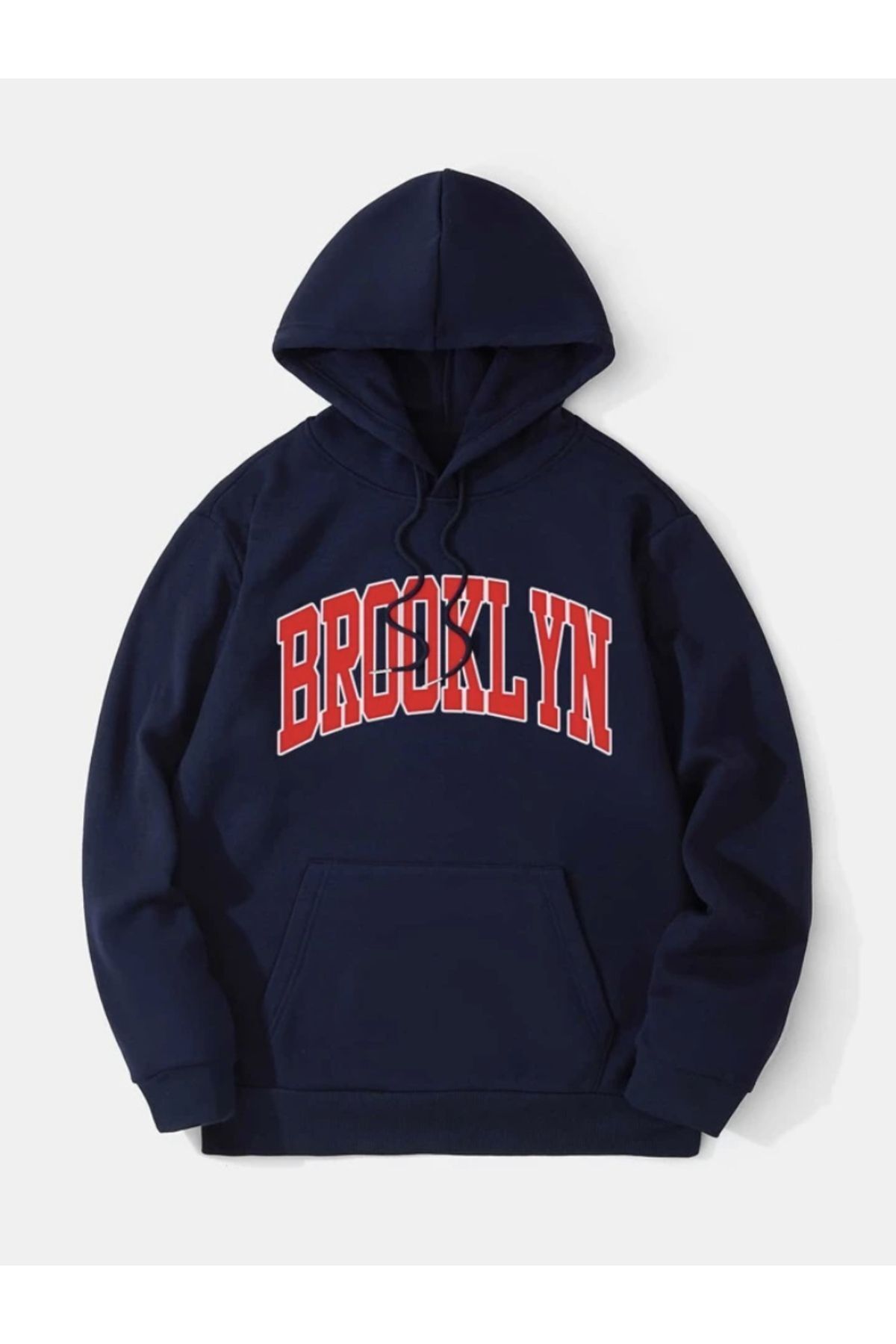 FoxSkin Sportswear&Company Unisex Brooklyn Kırmızı Baskılı Kapüşonlu Oversıze Sweatshirt Hoodie