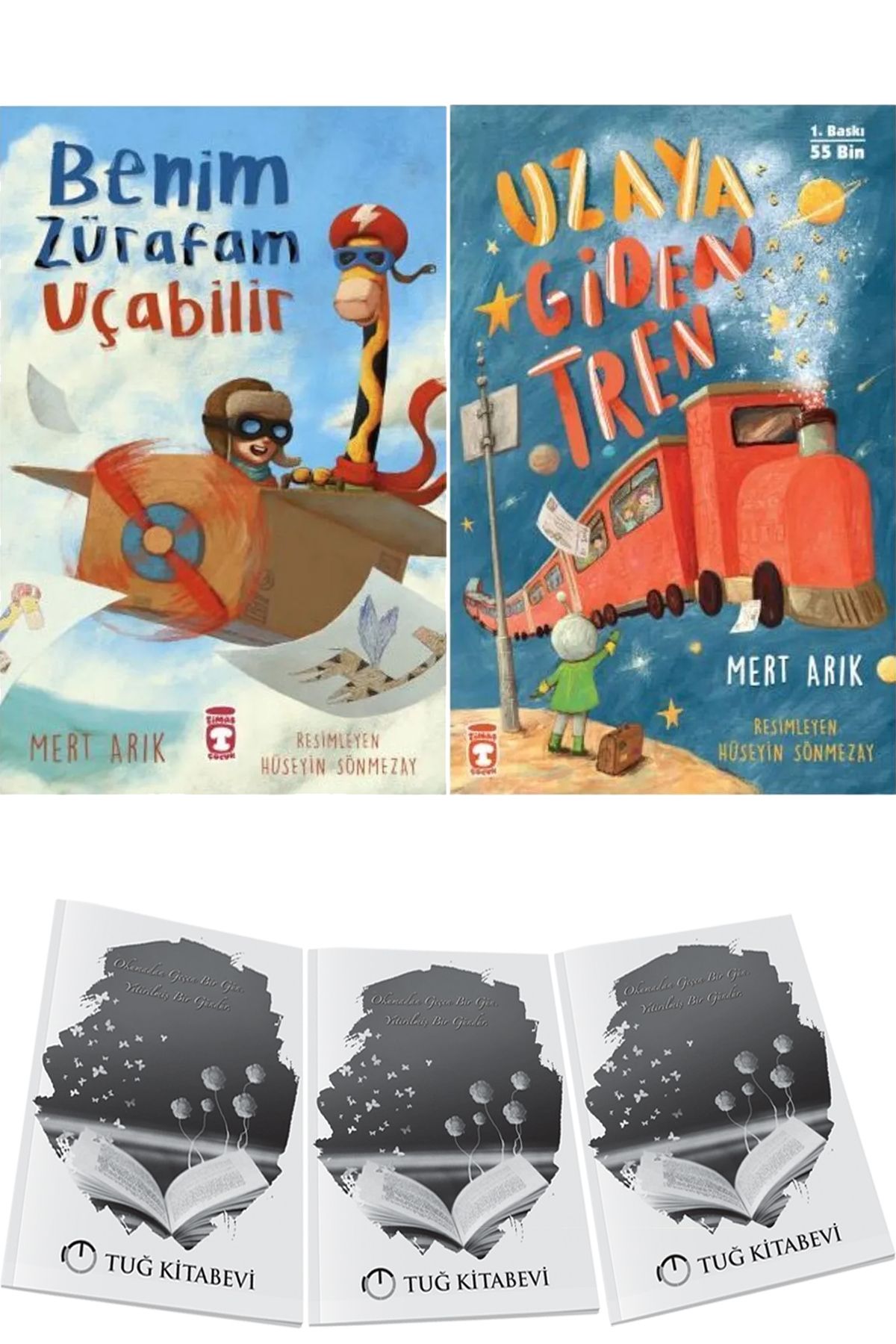 Timaş Çocuk Benim Zürafam Uçabilir ve Uzaya Giden Tren 2li Set Mert Arık + Hediyeli