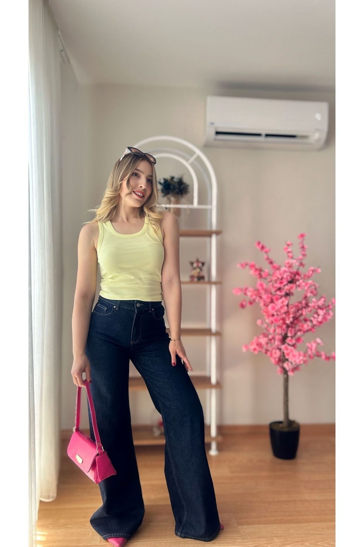 fidoş Kadın Sarı Penye Kolsuz Badi