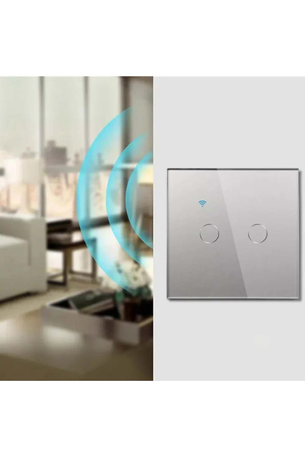 iUni-Întrerupător tactil inteligent, WiFi, Sticlă securizată, iUni 2G, 10A, Control vocal, Smart Life/Tuya, LED, Argintiu 9