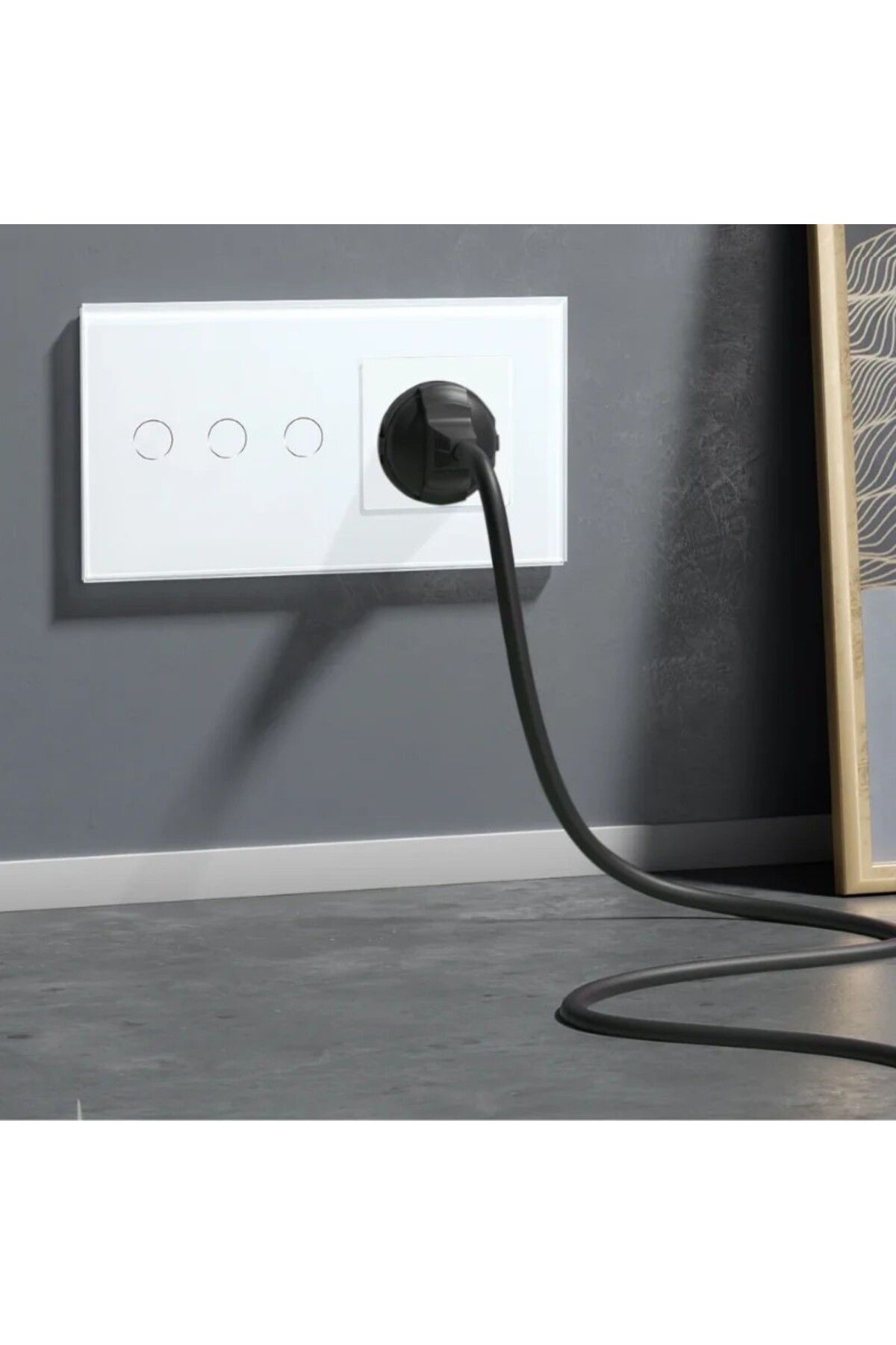 iUni-Triple touch switch and socket, tempered glass frame, iUni 3Y, LED 2