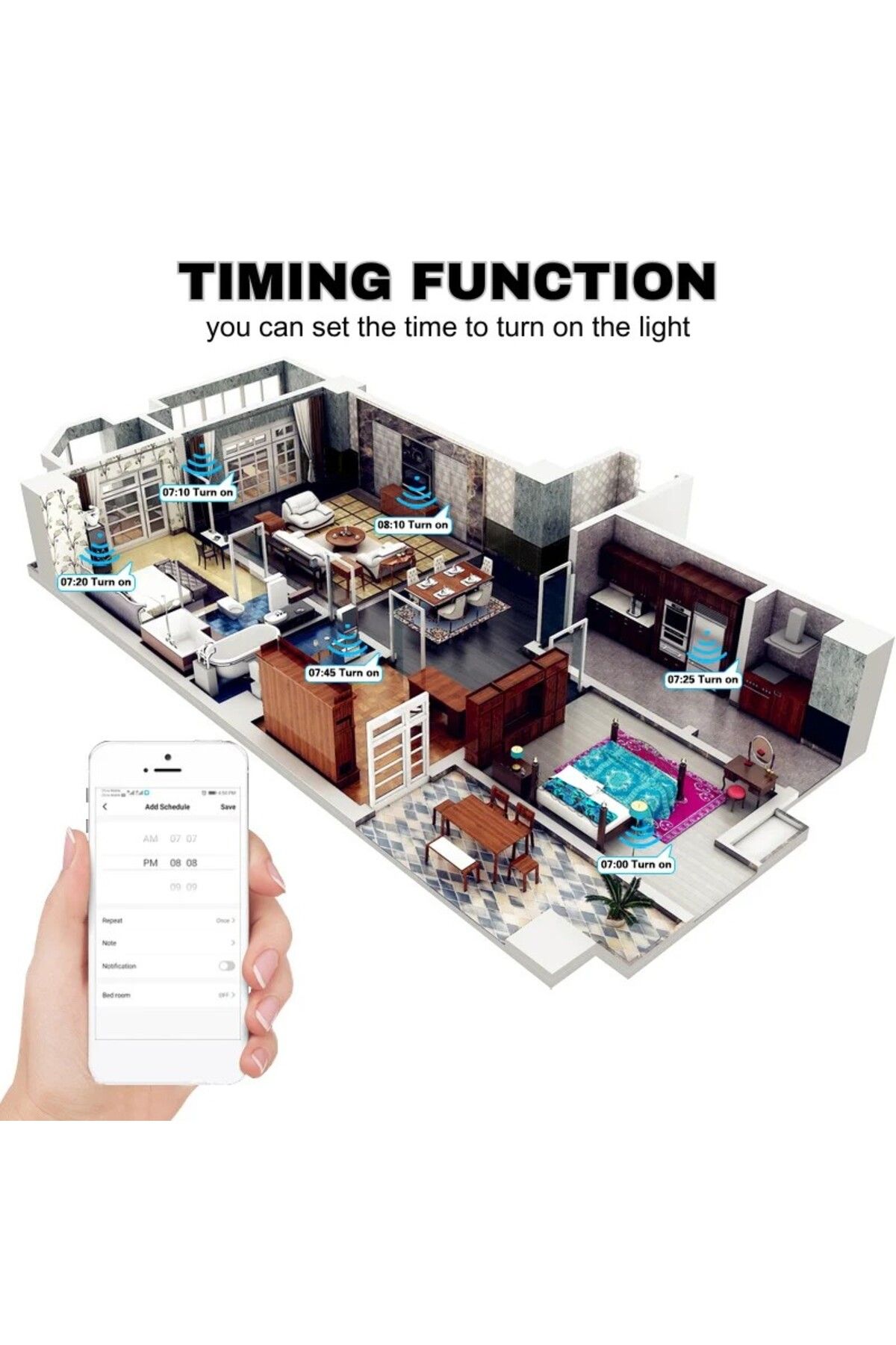 iUni-Întrerupător tactil inteligent, WiFi, Sticlă securizată, iUni 1G, 10A, Control vocal, Smart Life/Tuya, LED, Argintiu 7