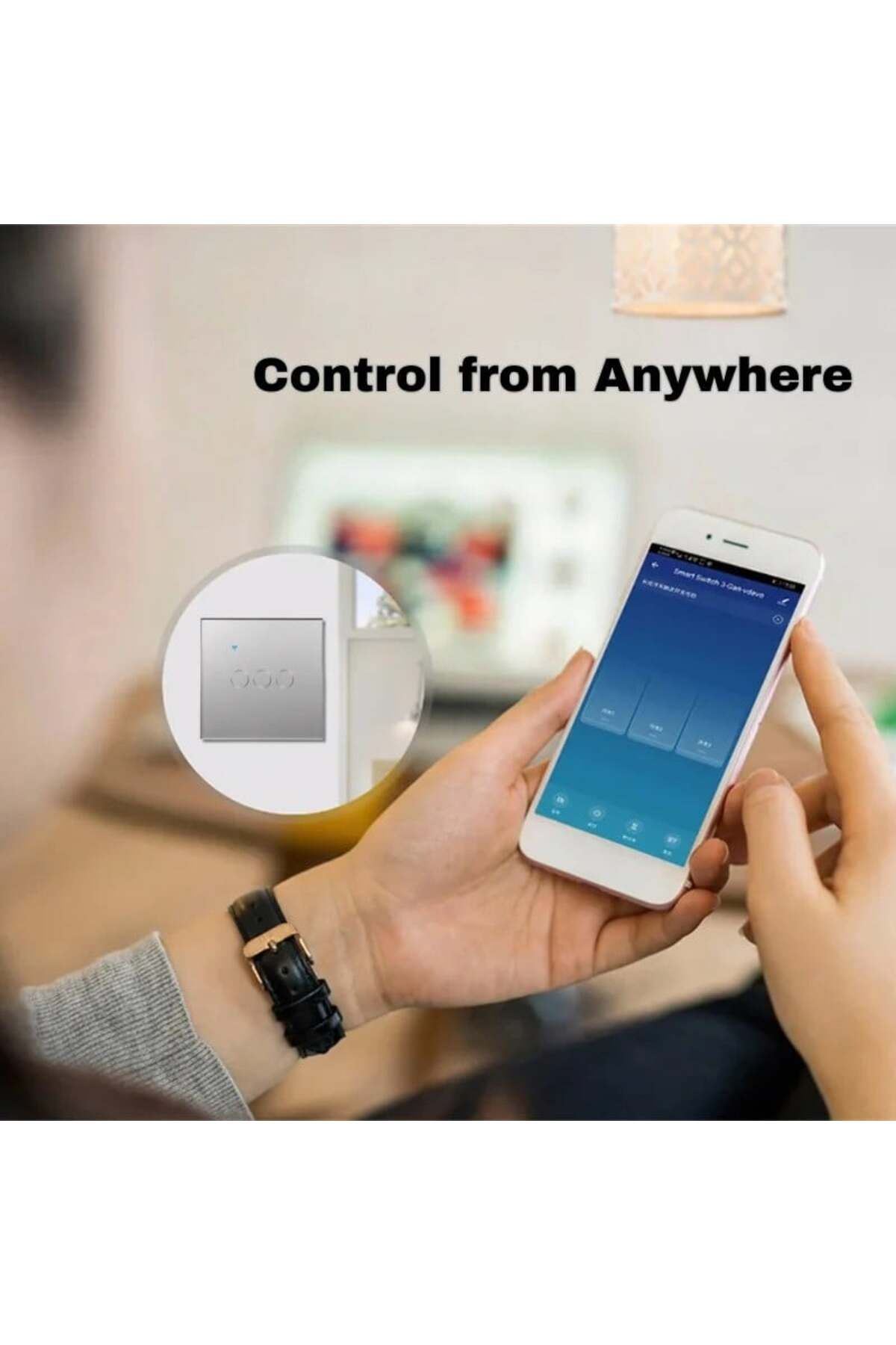 iUni-Întrerupător tactil inteligent, WiFi, Sticlă securizată, iUni 3G, 10A, Control vocal, Smart Life/Tuya, LED, Argintiu 4