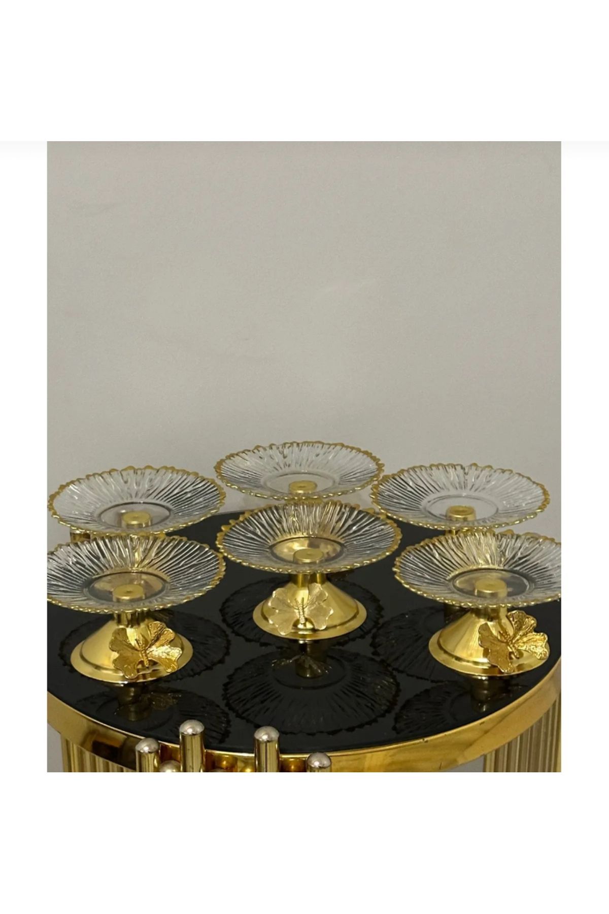 USD HOME 6 lı dold kelebek aksesuarlı kurabiye pasta draje sunum servis tabağı lüx 13 cm