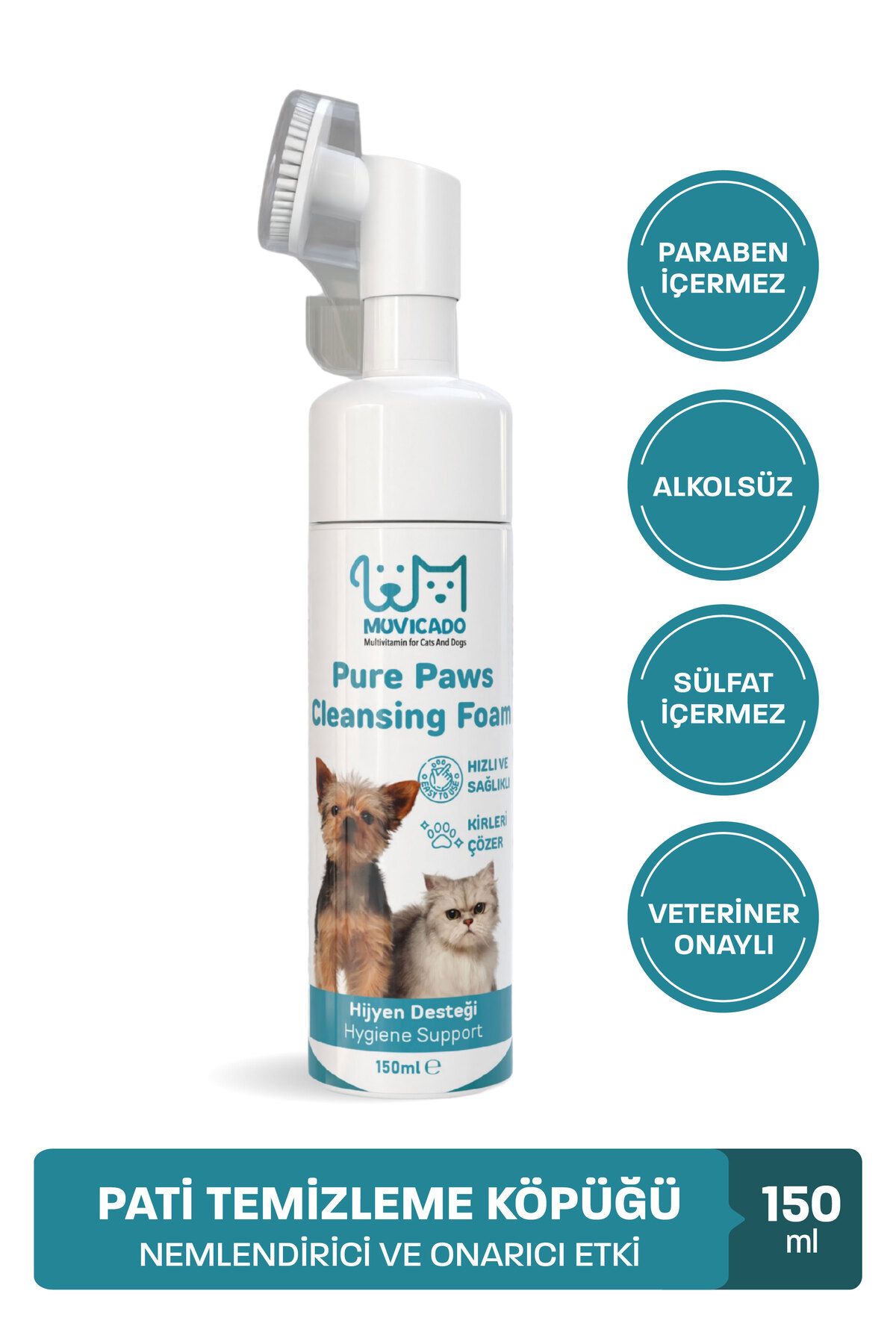 muvicado Kedi Köpek Pati Temizleme Köpüğü Pati Yıkama Jeli Hijyen Bakım Spreyi Nano Series