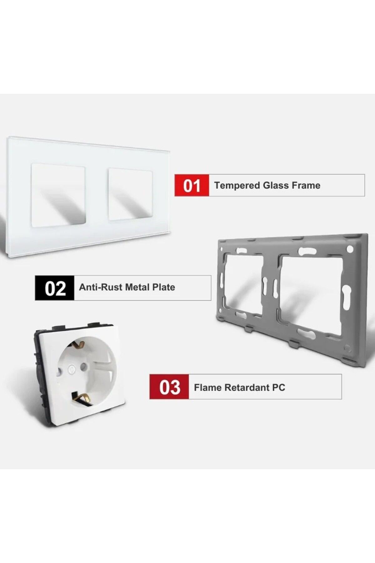 iUni-Double Socket With Tempered Glass Frame Ws2, 16a 3