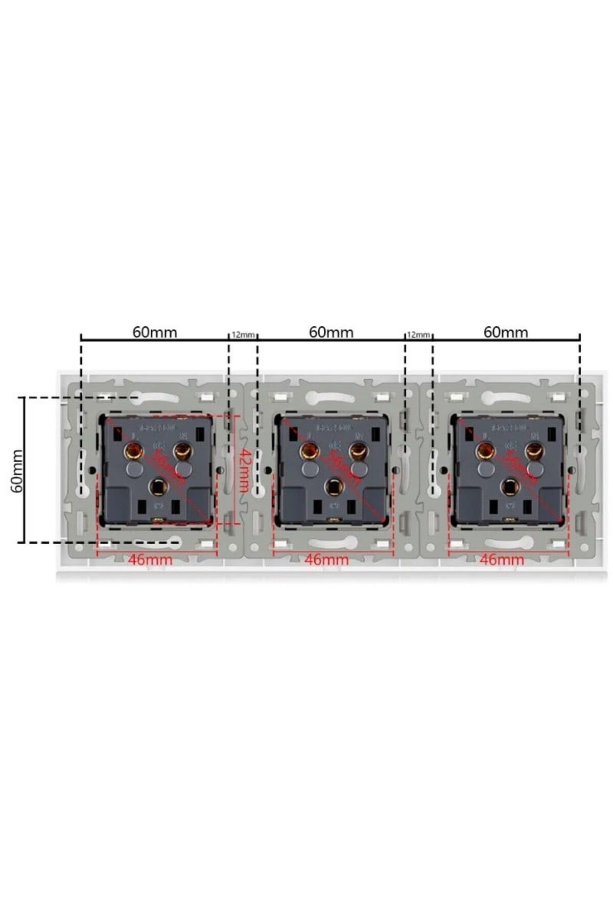 iUni-Triple socket with tempered glass frame iUni WS3, 16A, Silver 9